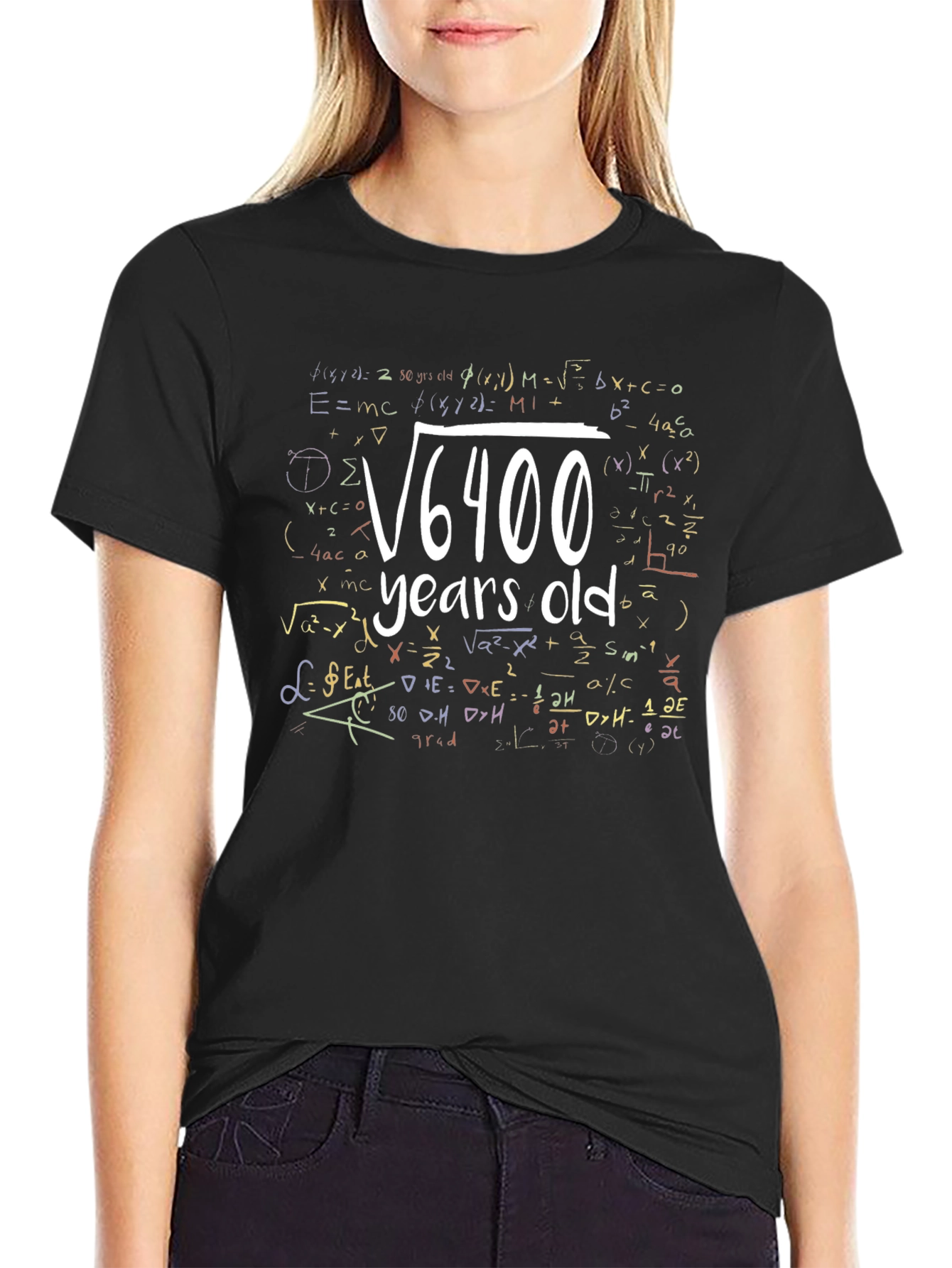 Funny Math 80th Birthday T-Shirt: Root of 6400 Years