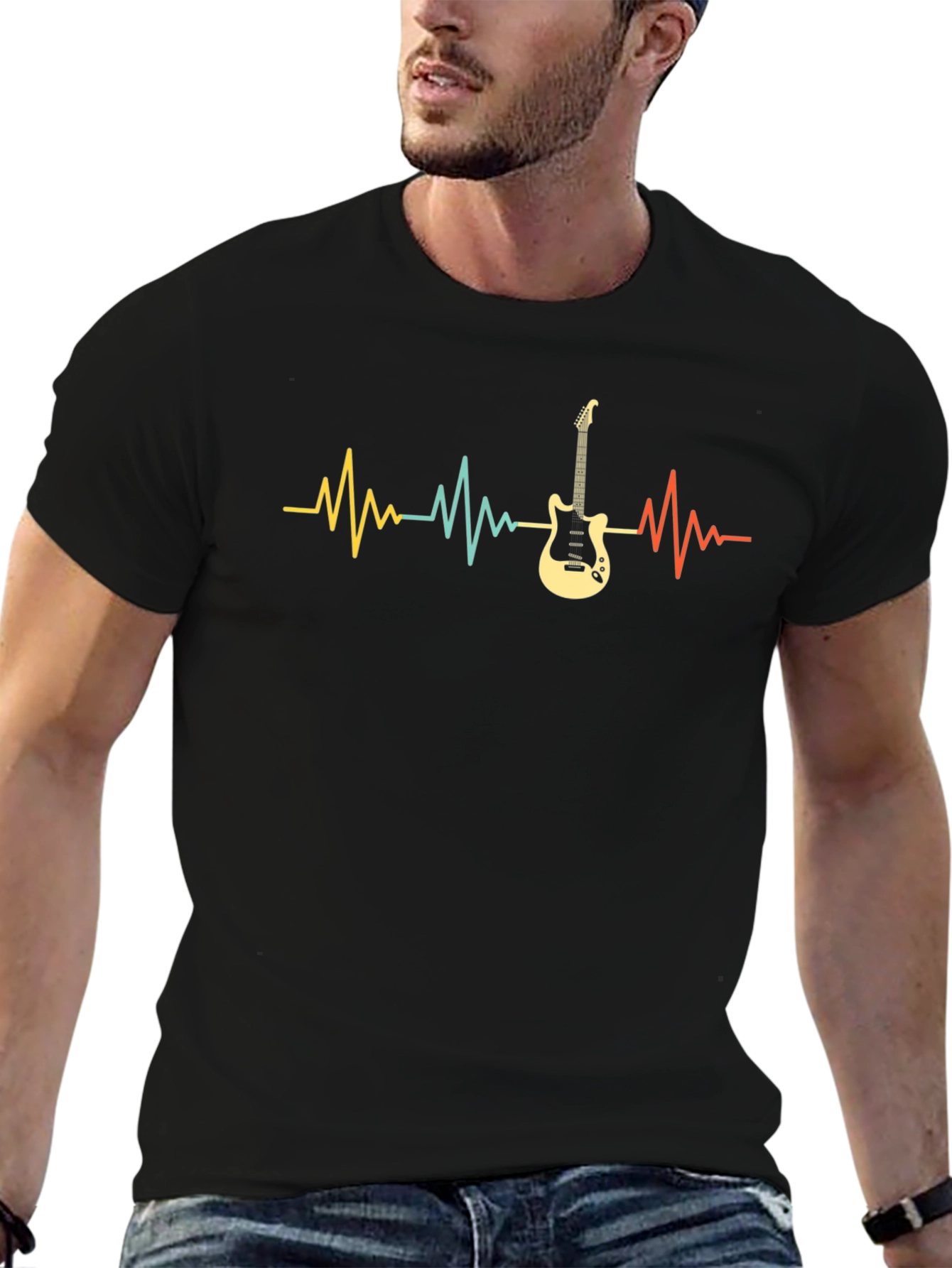 Guitar Heartbeat Graphic T-Shirt