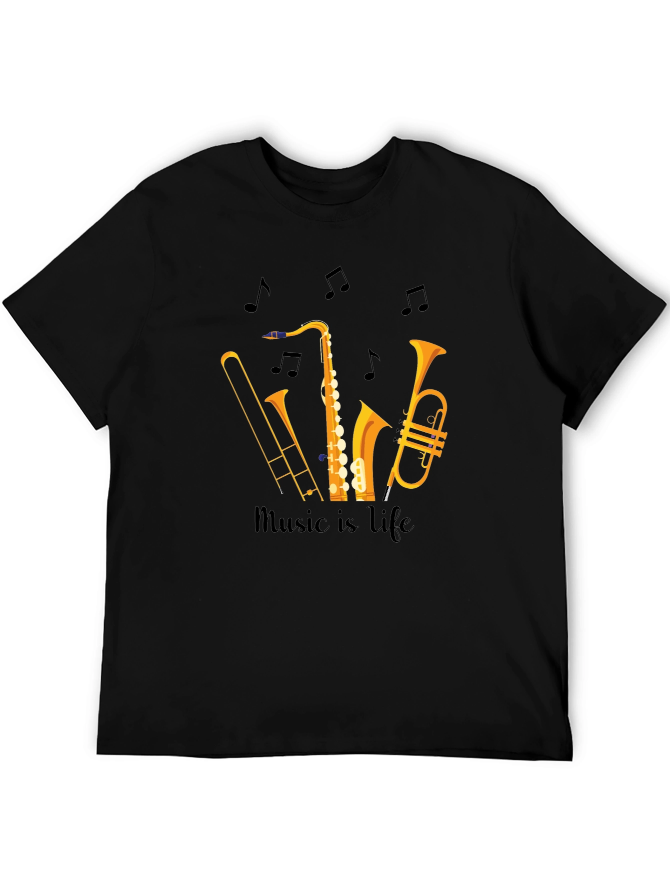 Music is Life Graphic Tee - Black Unisex T-Shirt