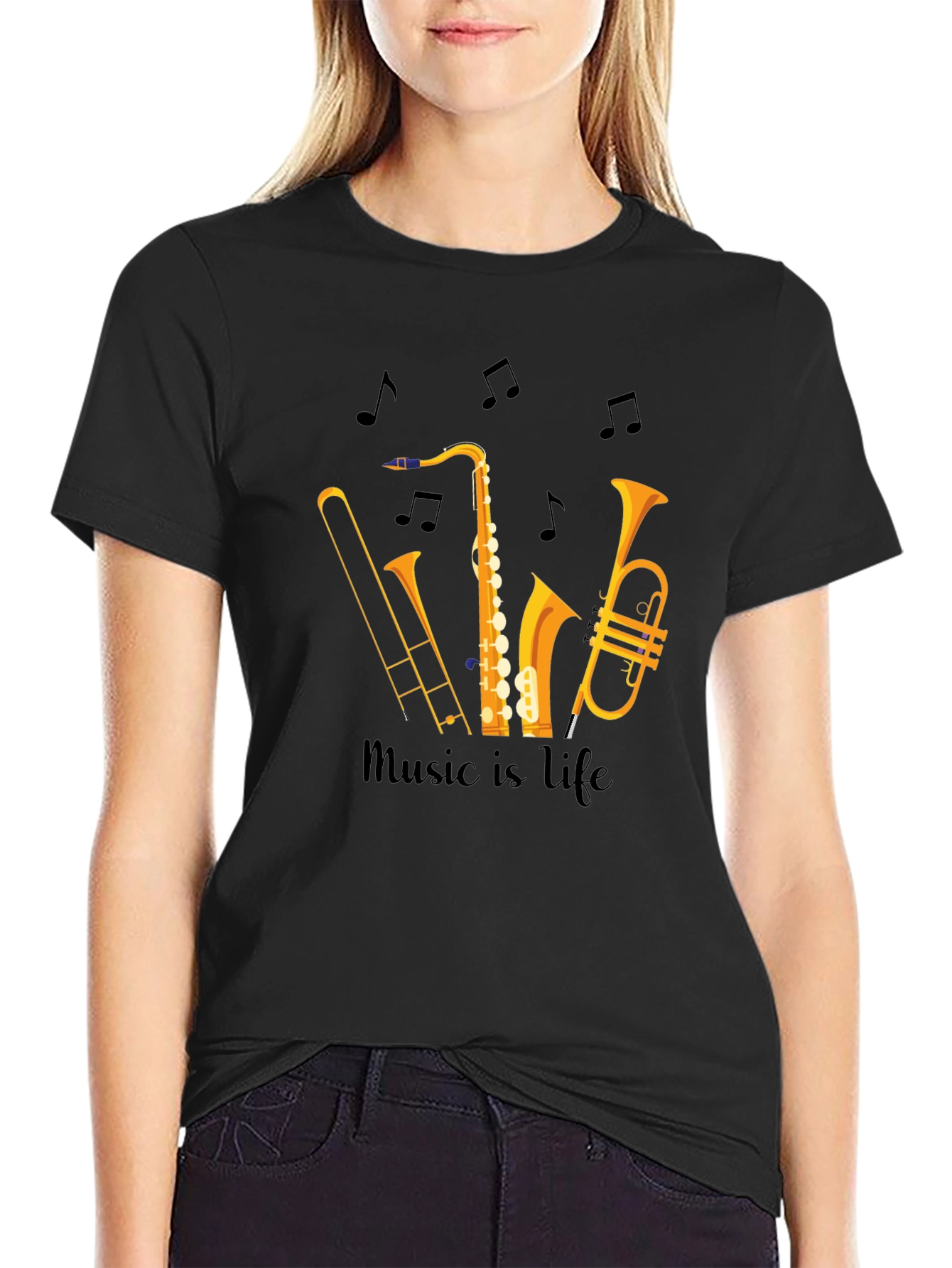 Music is Life Graphic Tee - Black Unisex T-Shirt