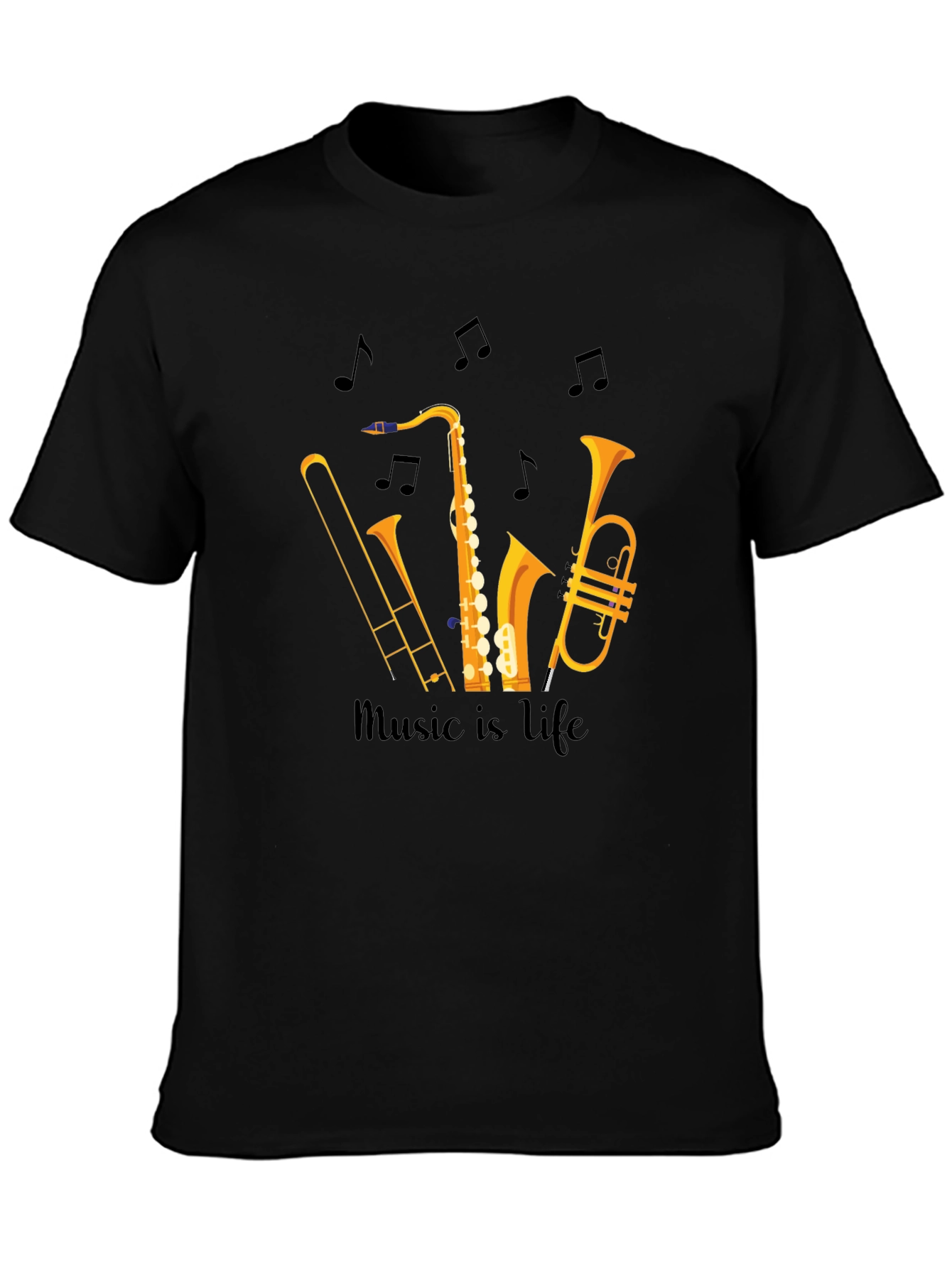 Music is Life Graphic Tee - Black Unisex T-Shirt