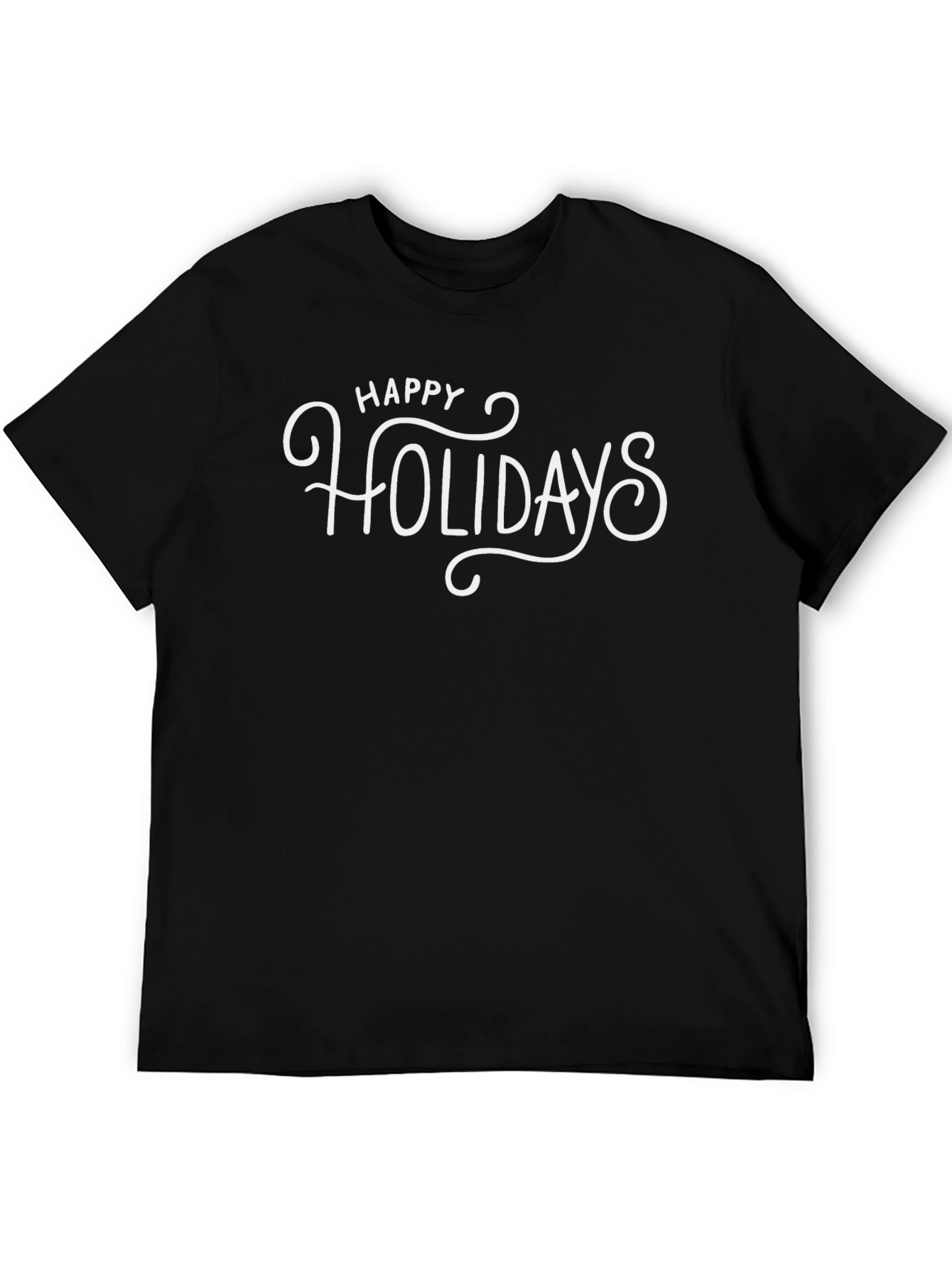 Happy Holidays Graphic Tee - Black Short Sleeve