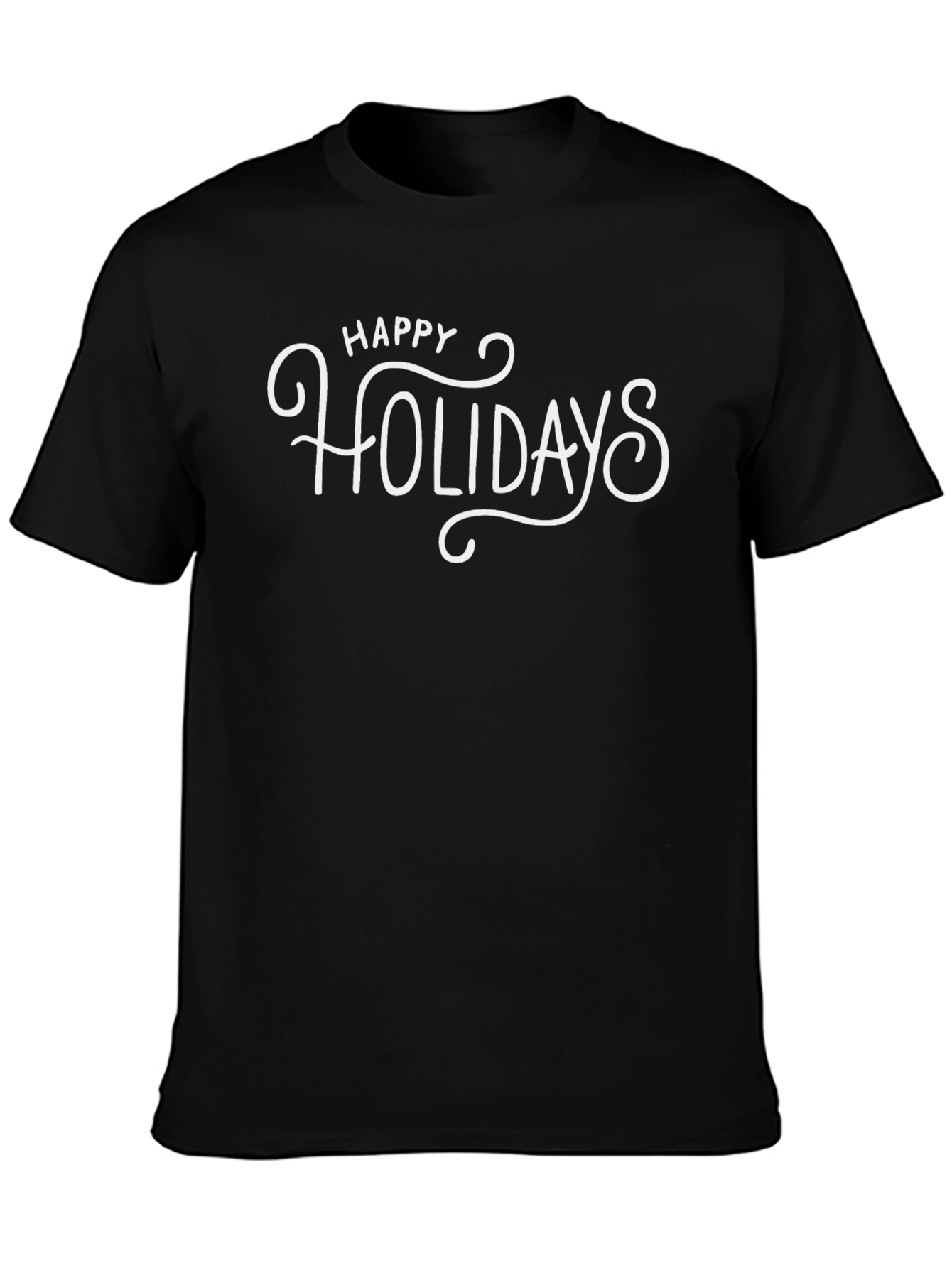 Happy Holidays Graphic Tee - Black Short Sleeve