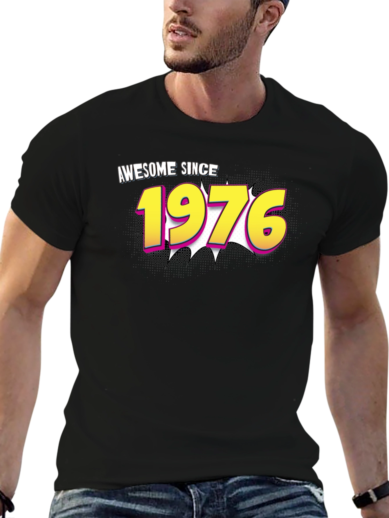 Awesome Since 1976 Black Graphic Tee