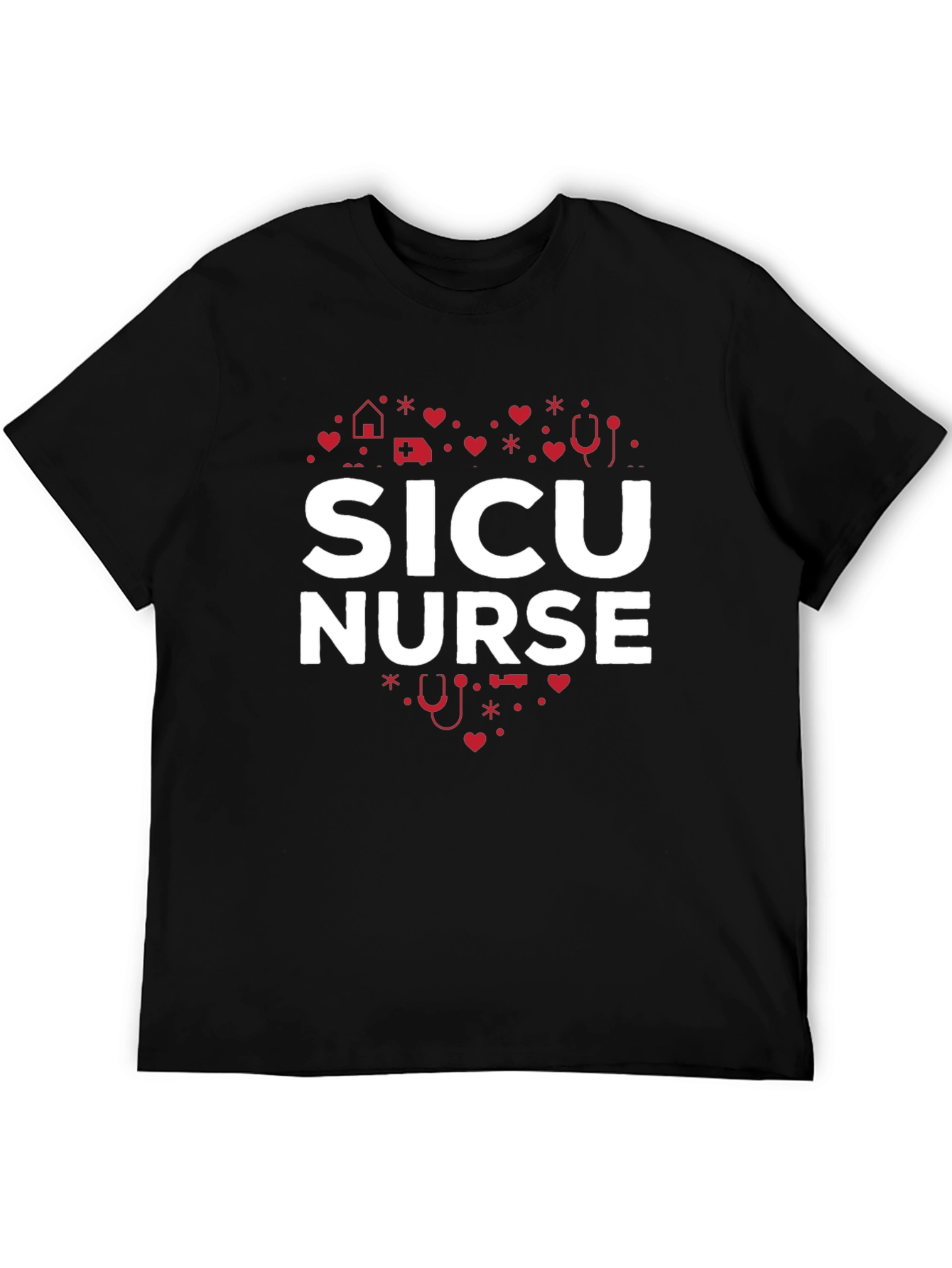 SICU Nurse Heart Graphic T-Shirt