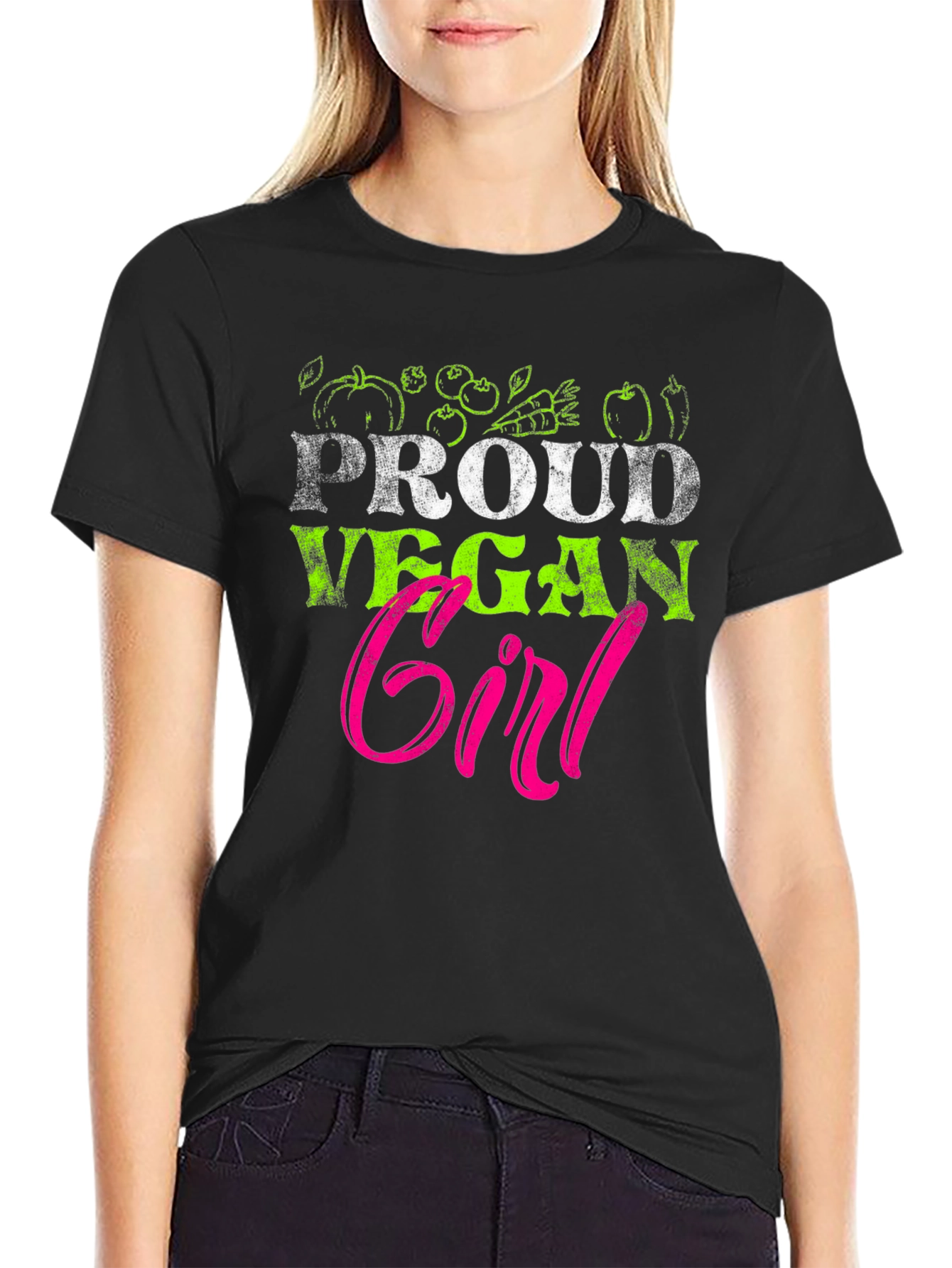 Proud Vegan Girl T-Shirt - Cute Vegetarian Tee