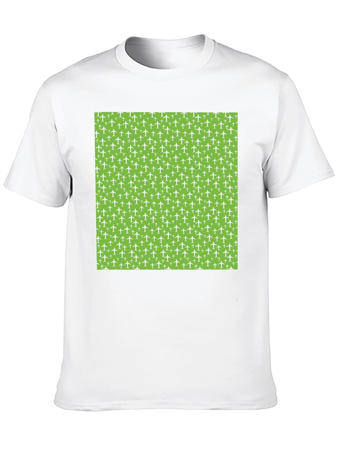 Airplane Pattern T-Shirt - Black Cotton Tee