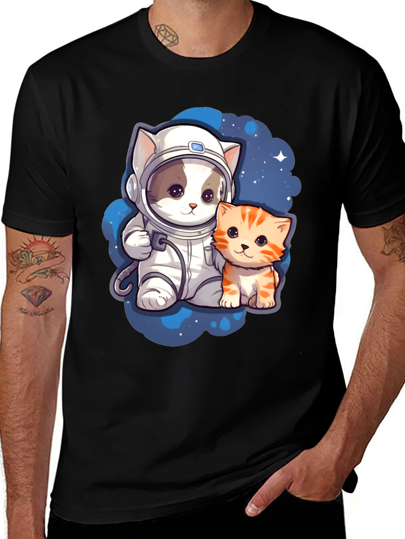 Astronaut Cat T-Shirt Cute Space Kitten Tee
