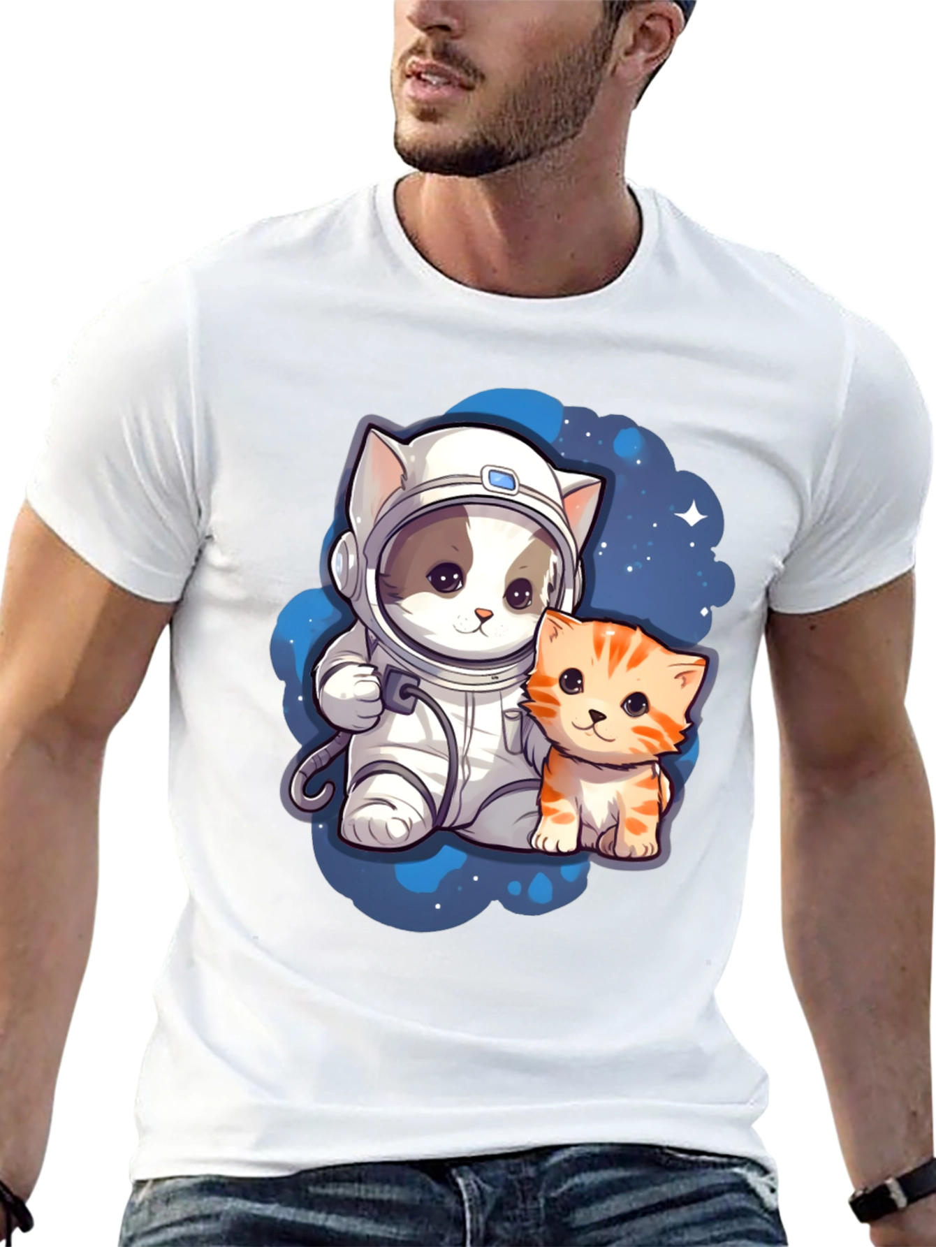 Astronaut Cat T-Shirt Cute Space Kitten Tee