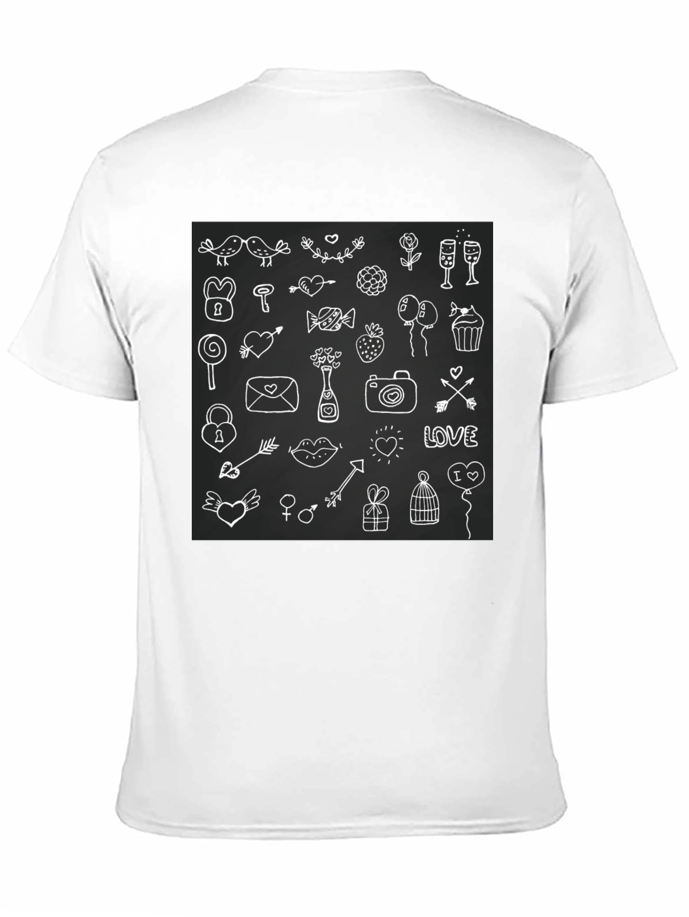 Whimsical Love Doodle Black T-Shirt