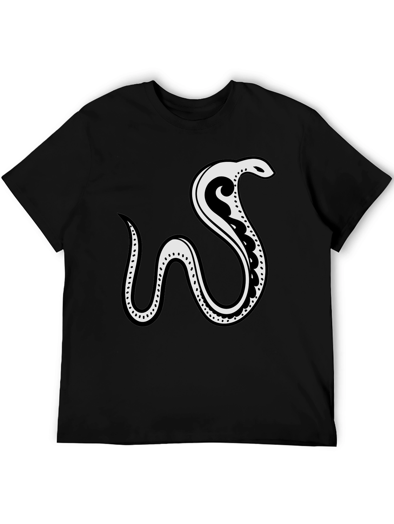 Black Tee with Abstract Snake Graphic
