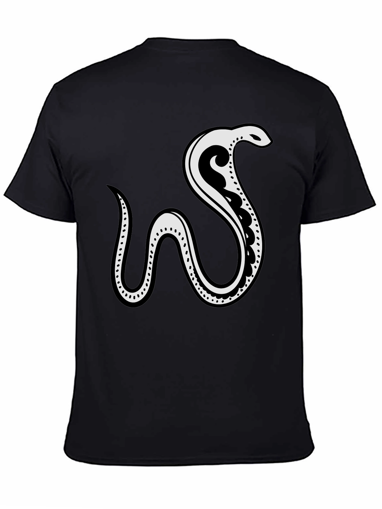 Black Tee with Abstract Snake Graphic