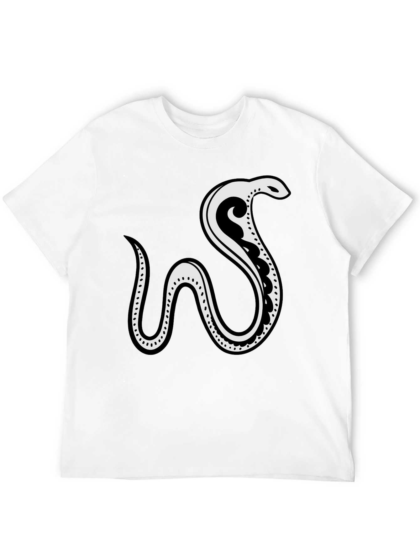 Black Tee with Abstract Snake Graphic