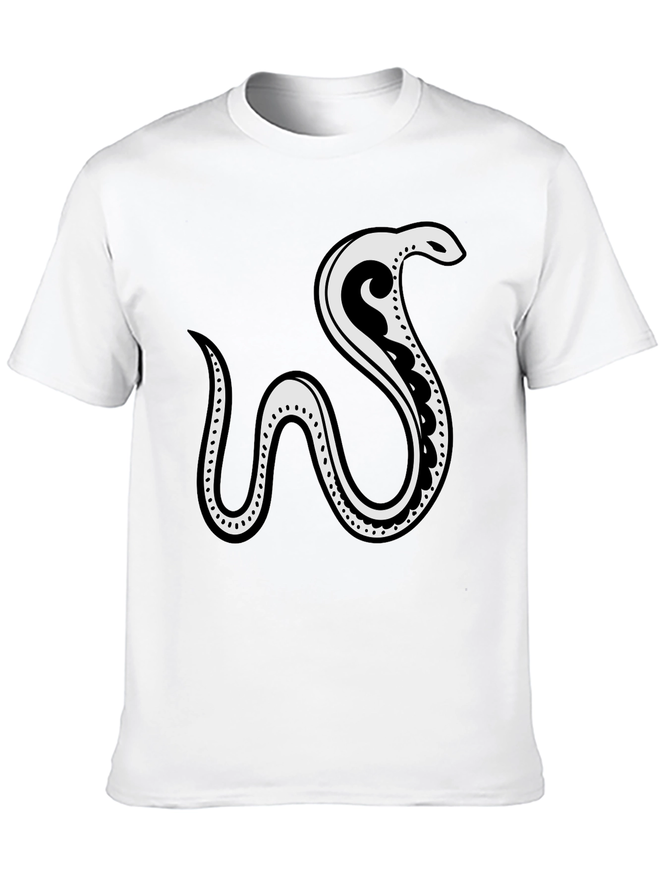 Black Tee with Abstract Snake Graphic