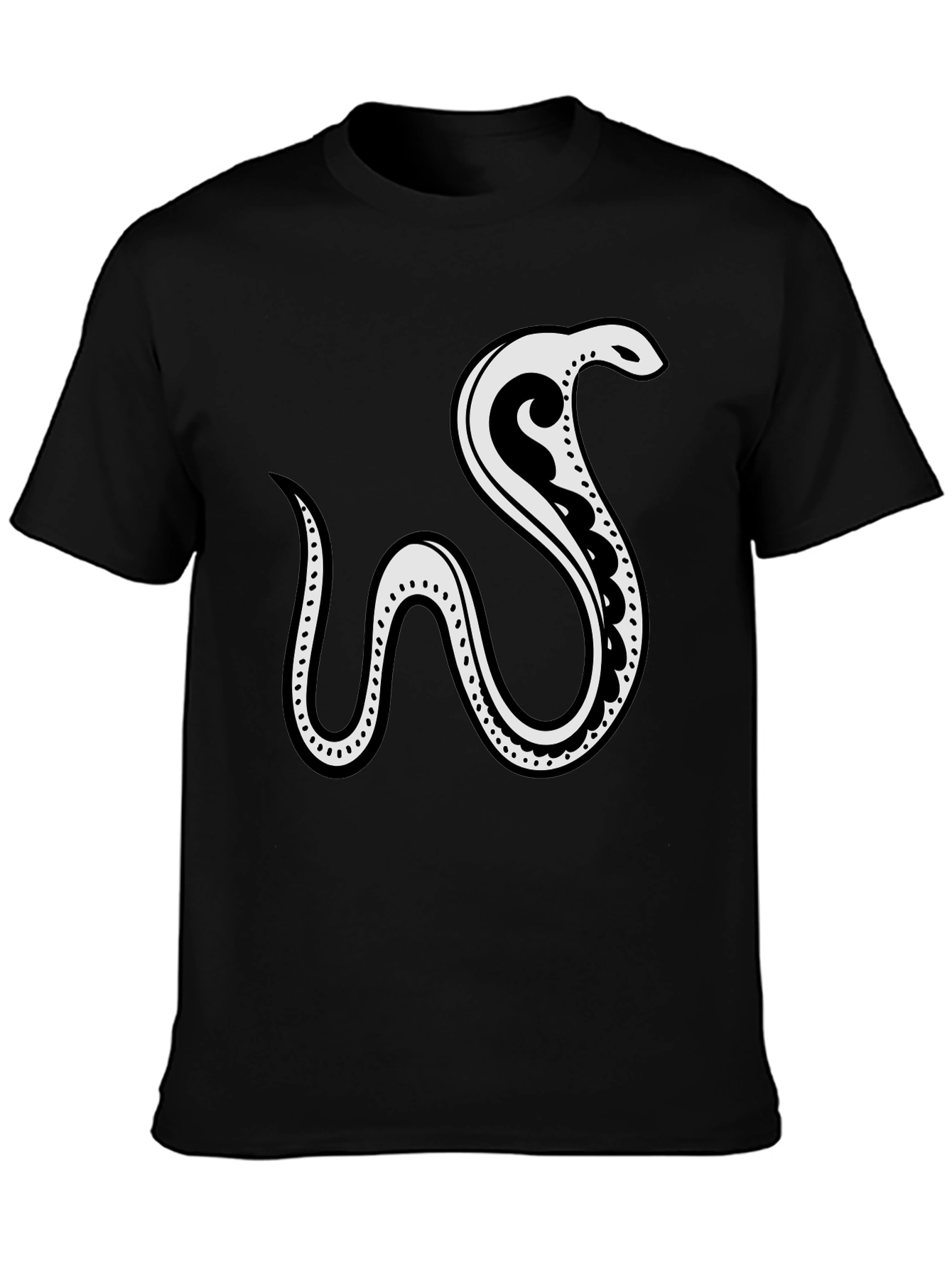 Black Tee with Abstract Snake Graphic