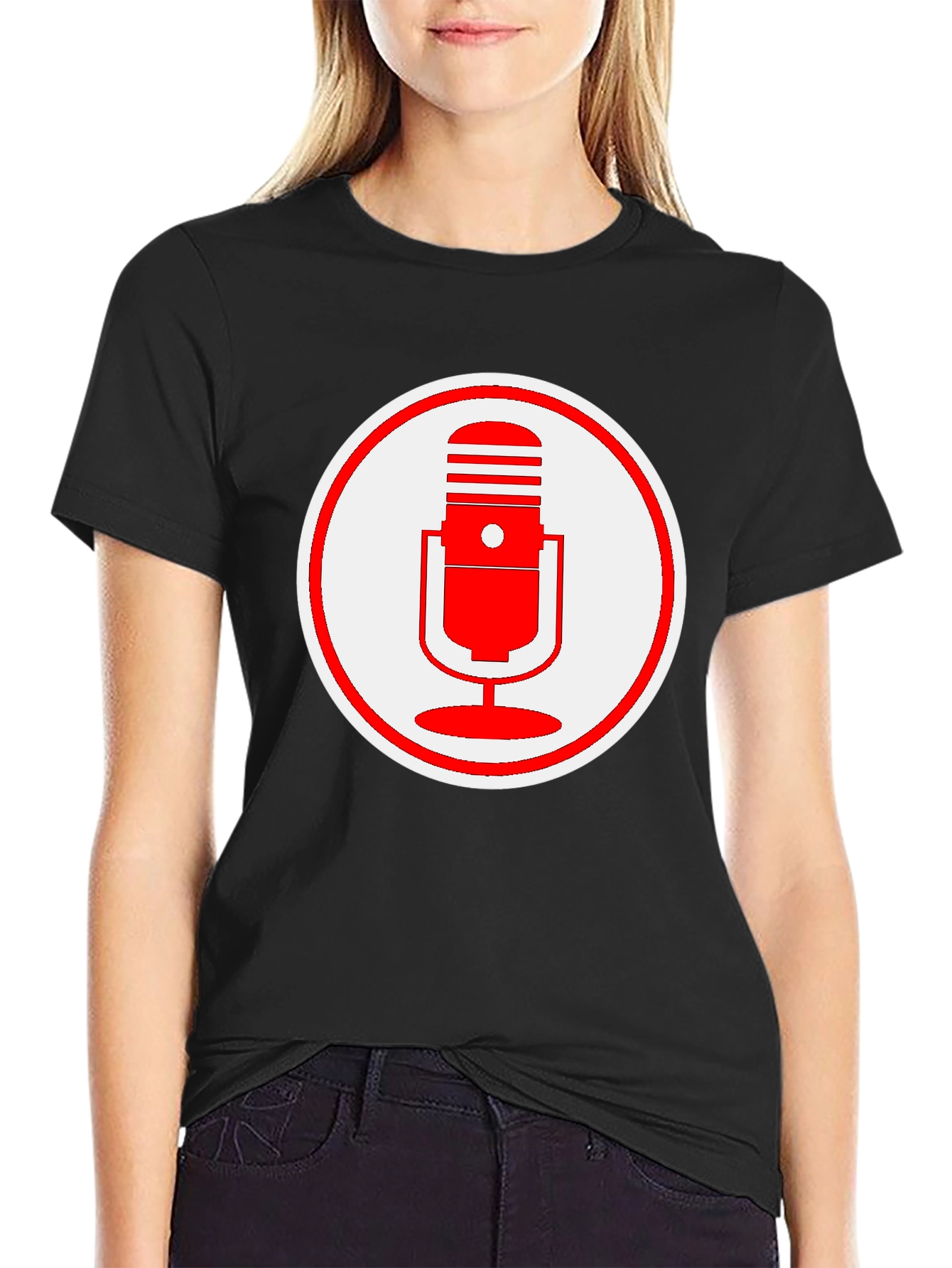 Retro Red Microphone Graphic T-Shirt