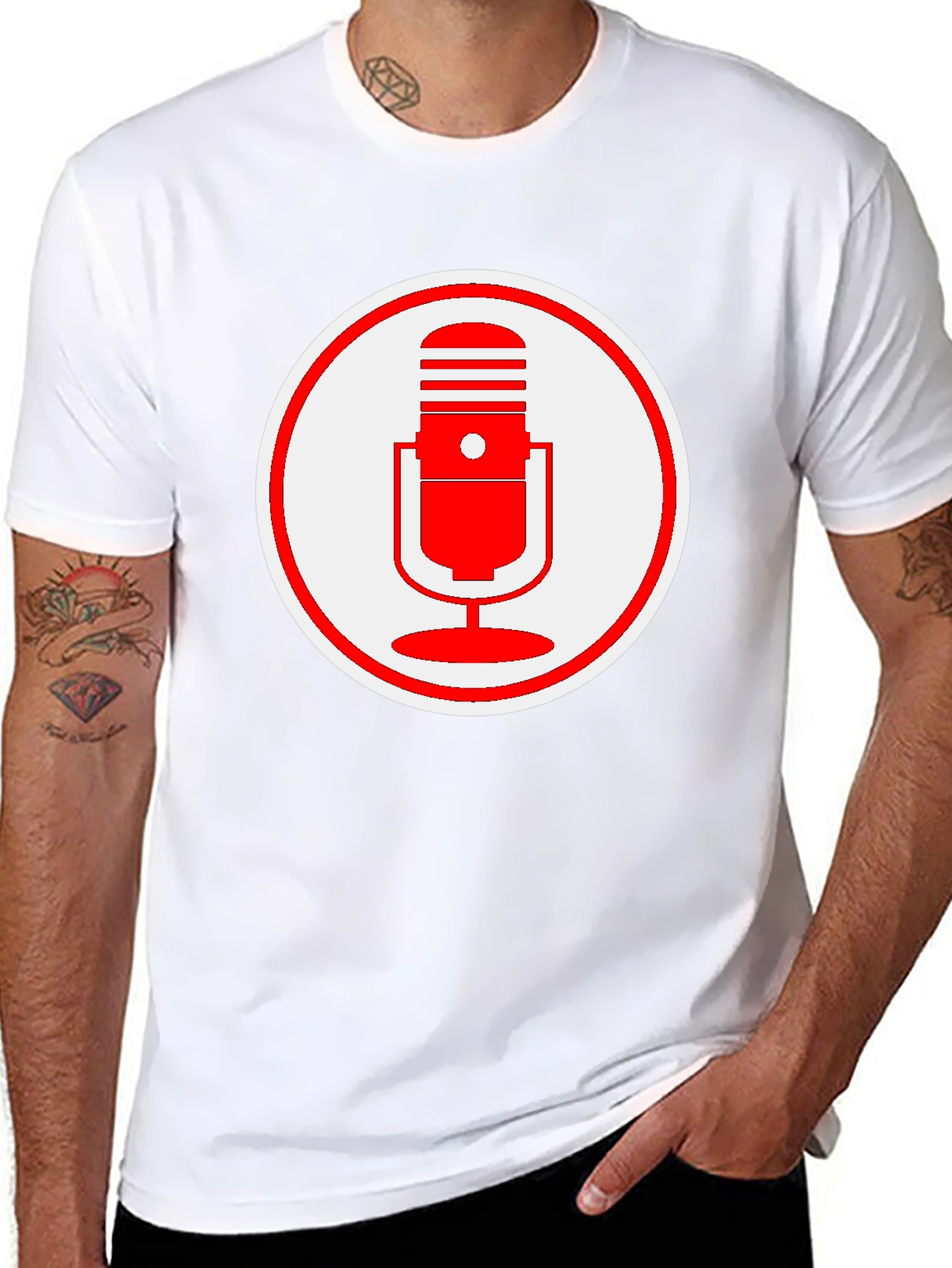 Retro Red Microphone Graphic T-Shirt