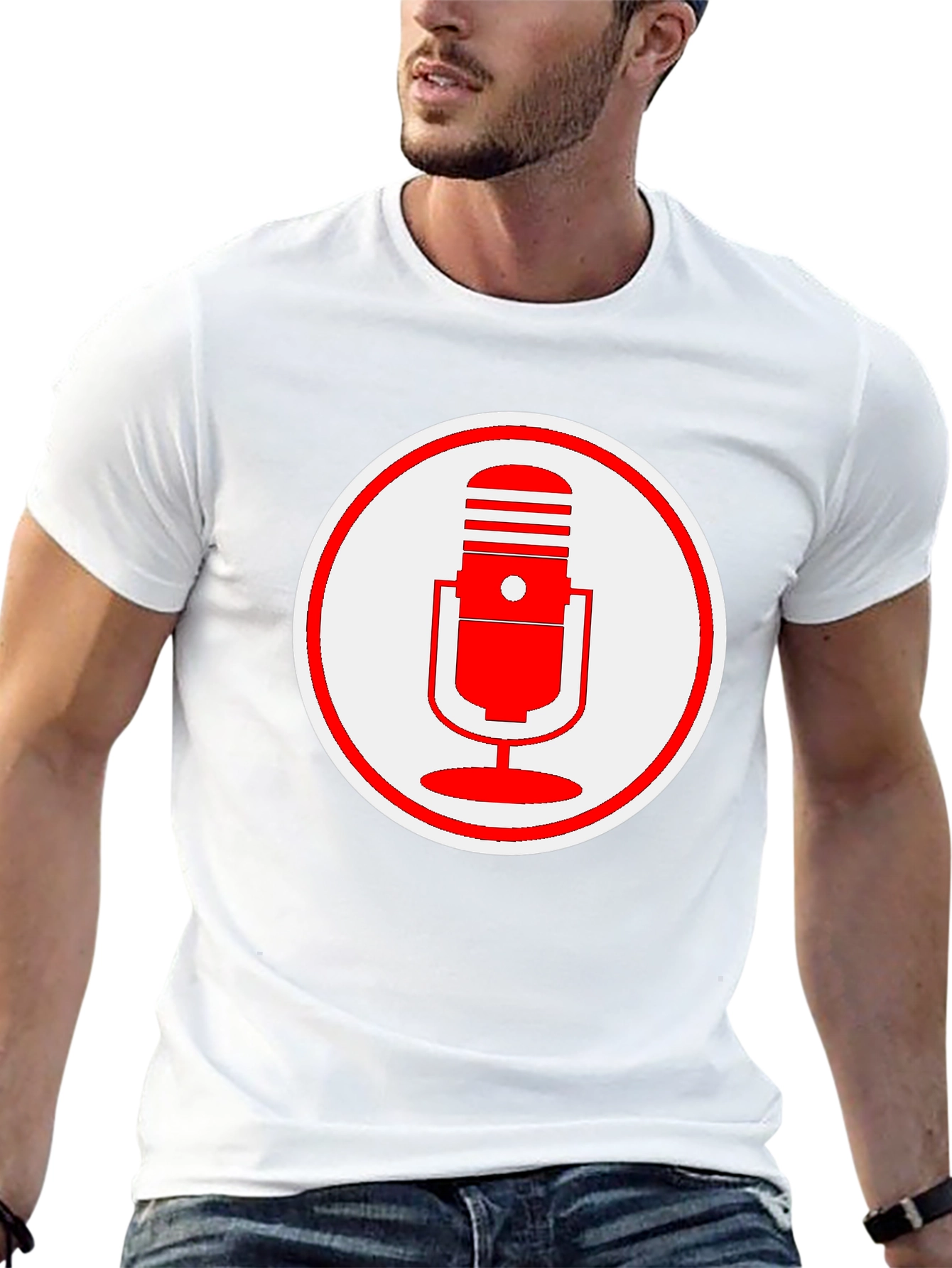 Retro Red Microphone Graphic T-Shirt