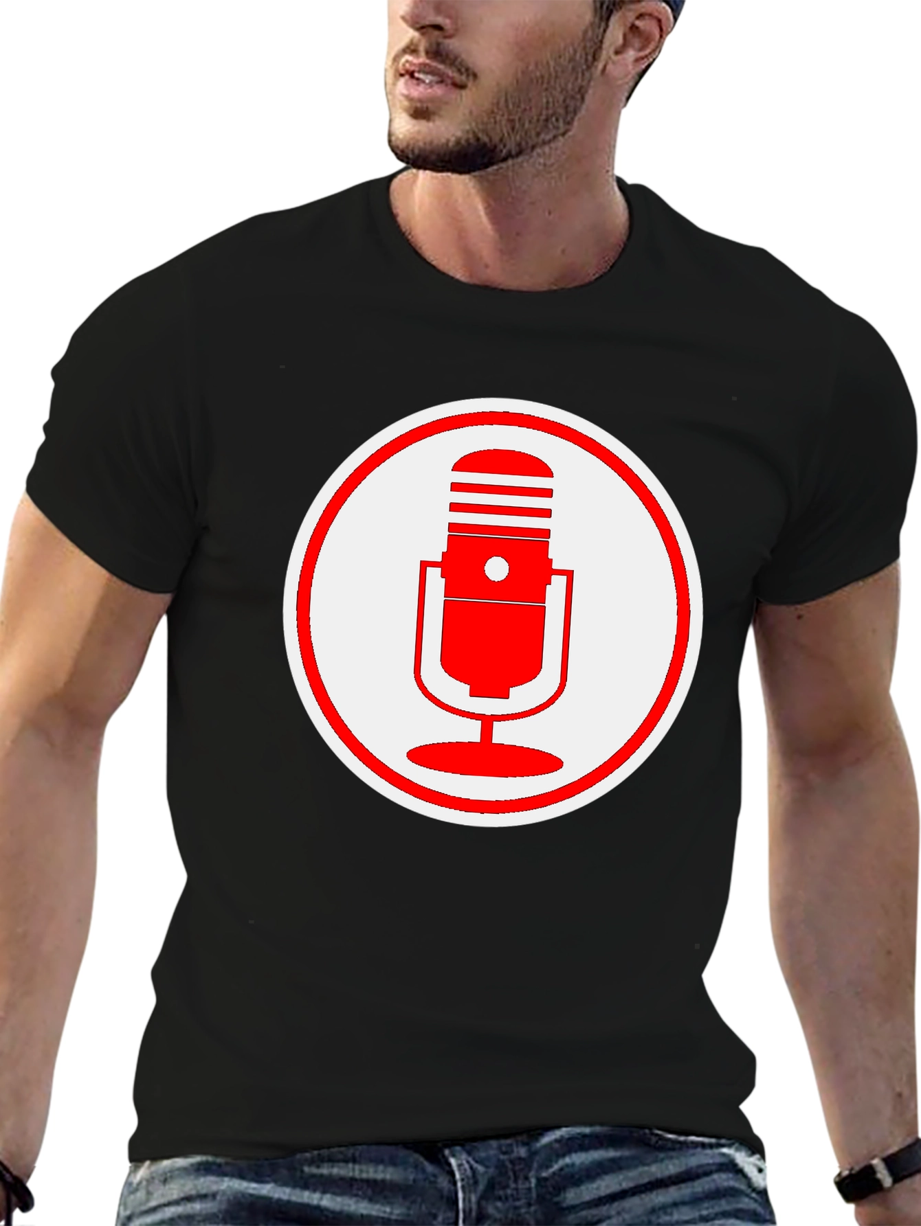 Retro Red Microphone Graphic T-Shirt