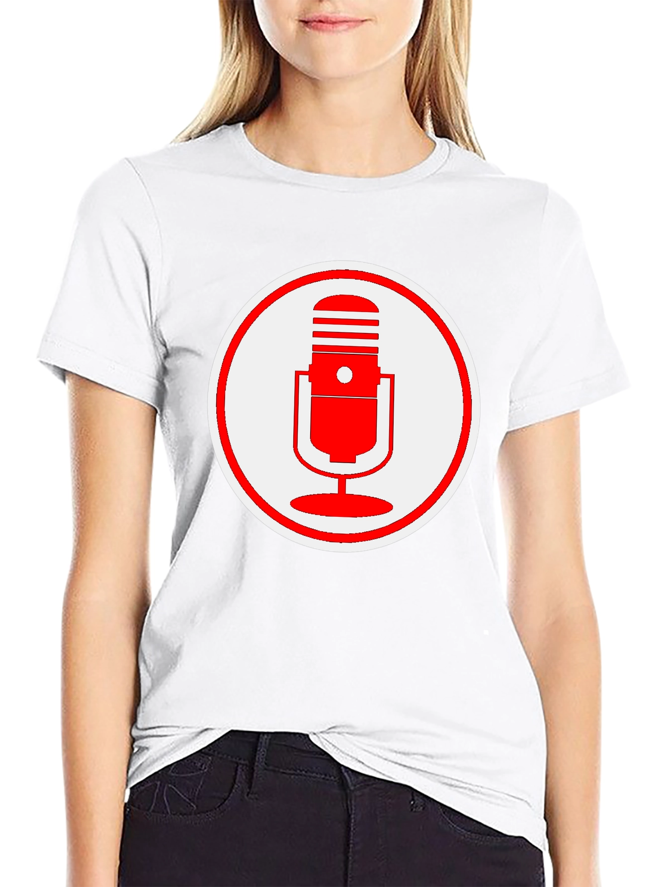 Retro Red Microphone Graphic T-Shirt