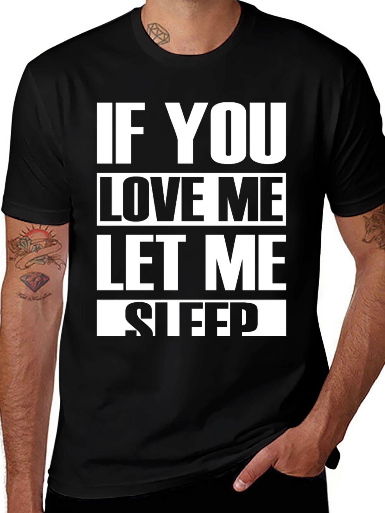 Funny Let Me Sleep Black Graphic Tee