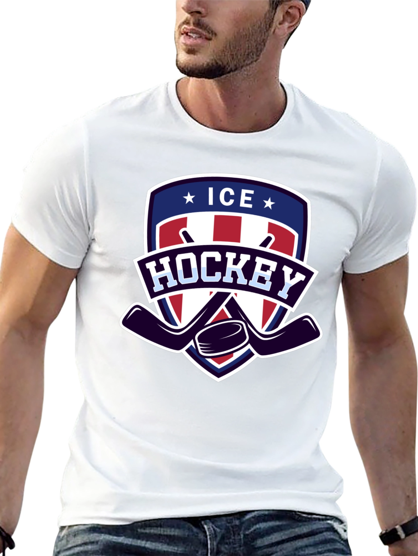 Ice Hockey Graphic Tee - Patriotic Design