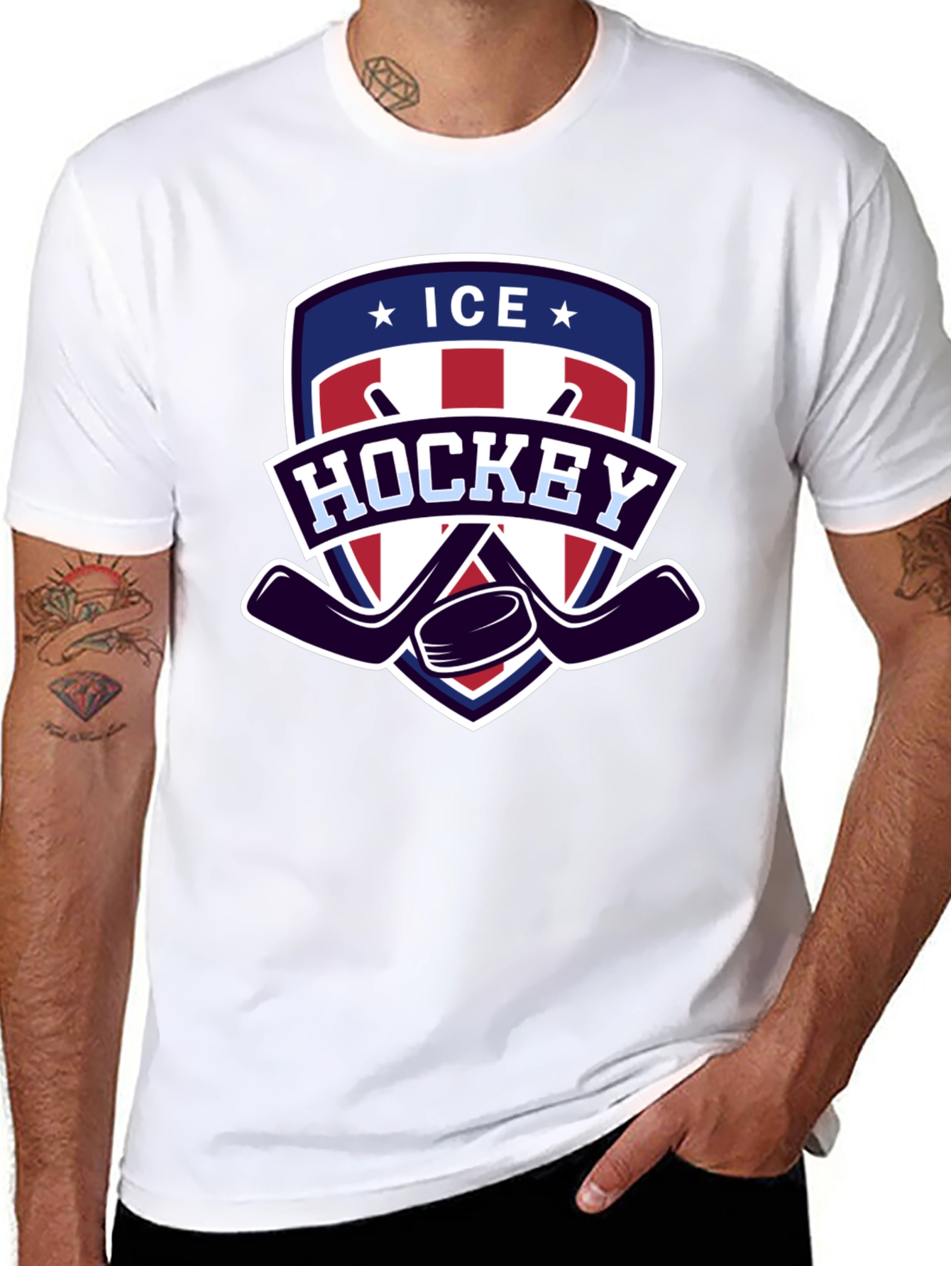 Ice Hockey Graphic Tee - Patriotic Design