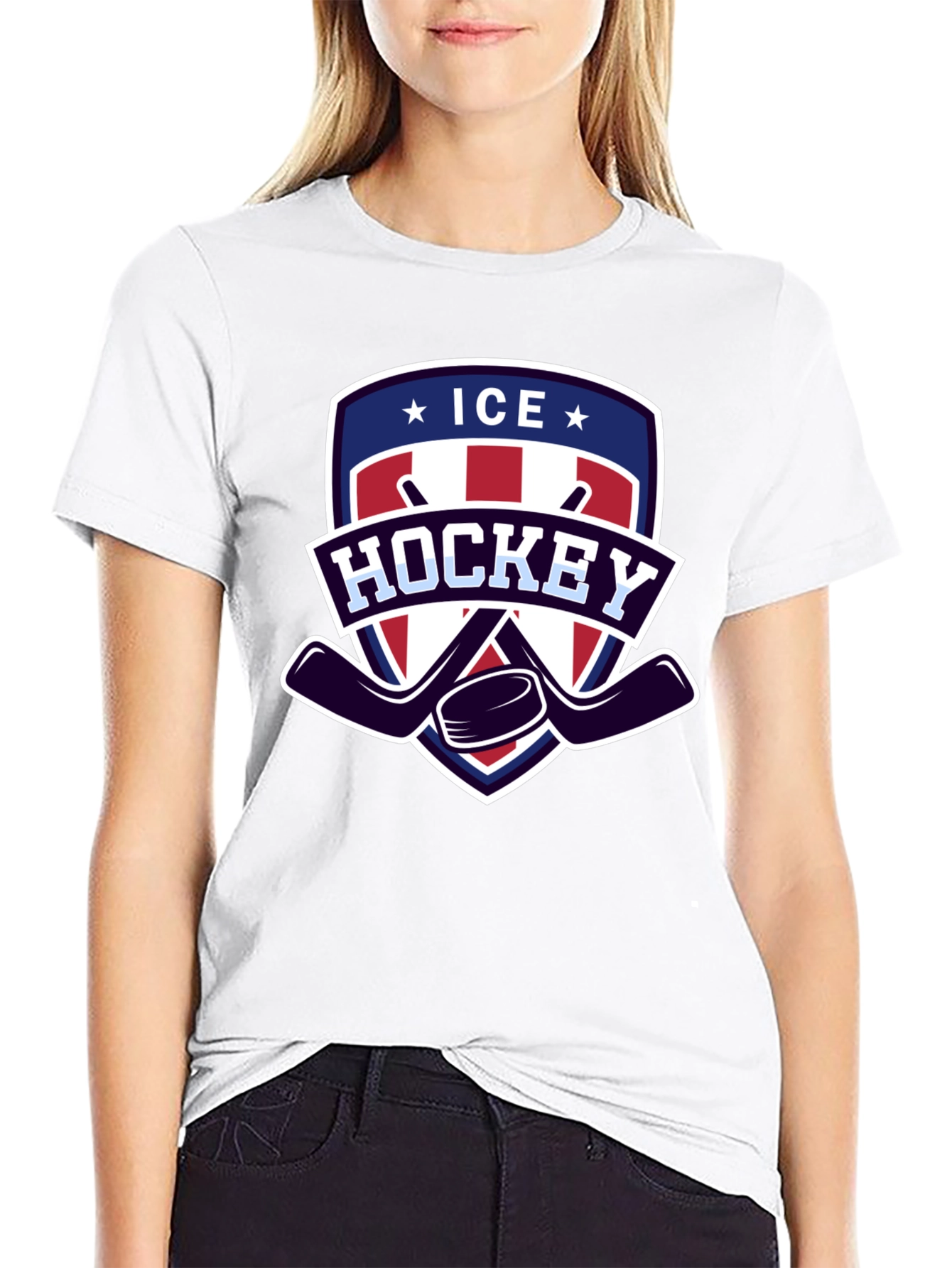 Ice Hockey Graphic Tee - Patriotic Design
