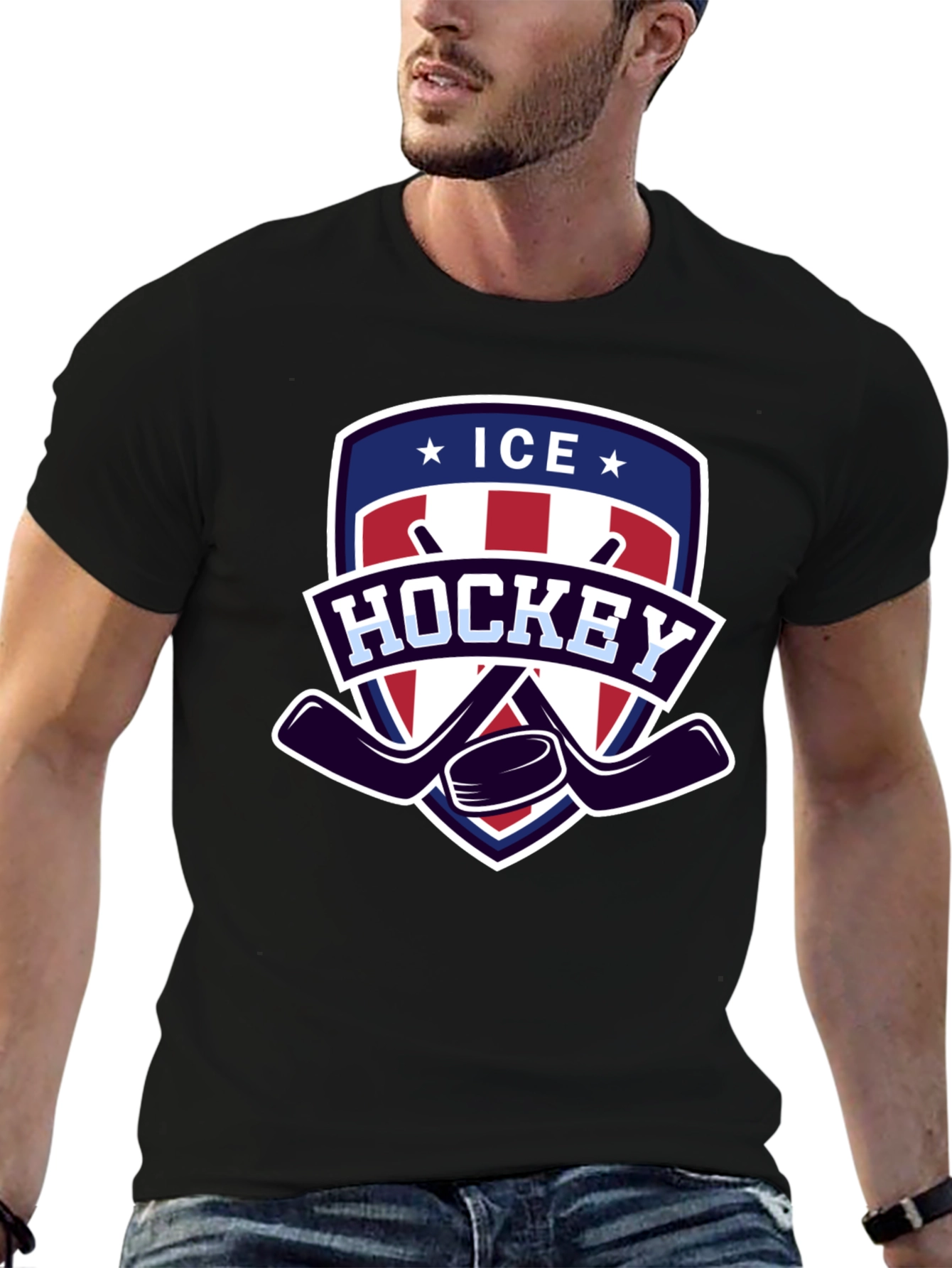 Ice Hockey Graphic Tee - Patriotic Design