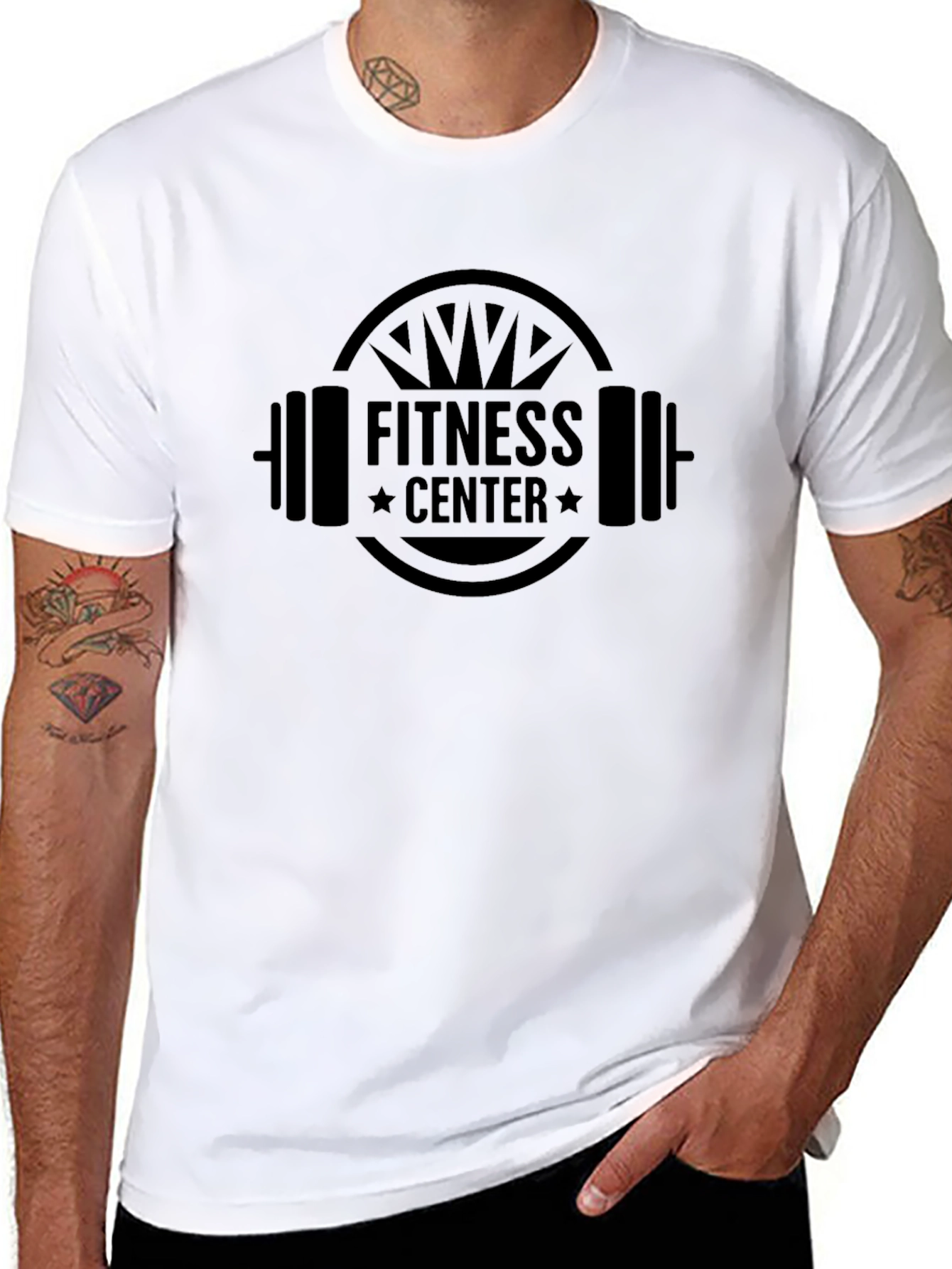 Fitness Center Black Graphic T-Shirt for Men