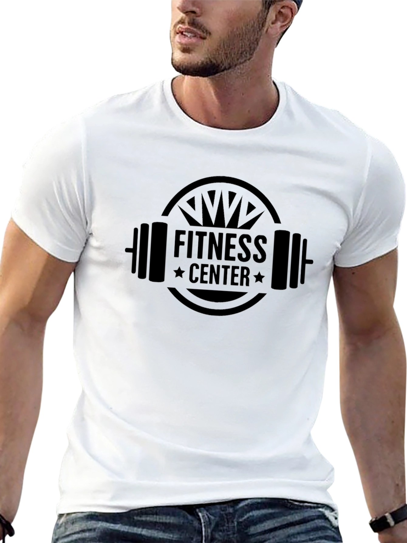 Fitness Center Black Graphic T-Shirt for Men