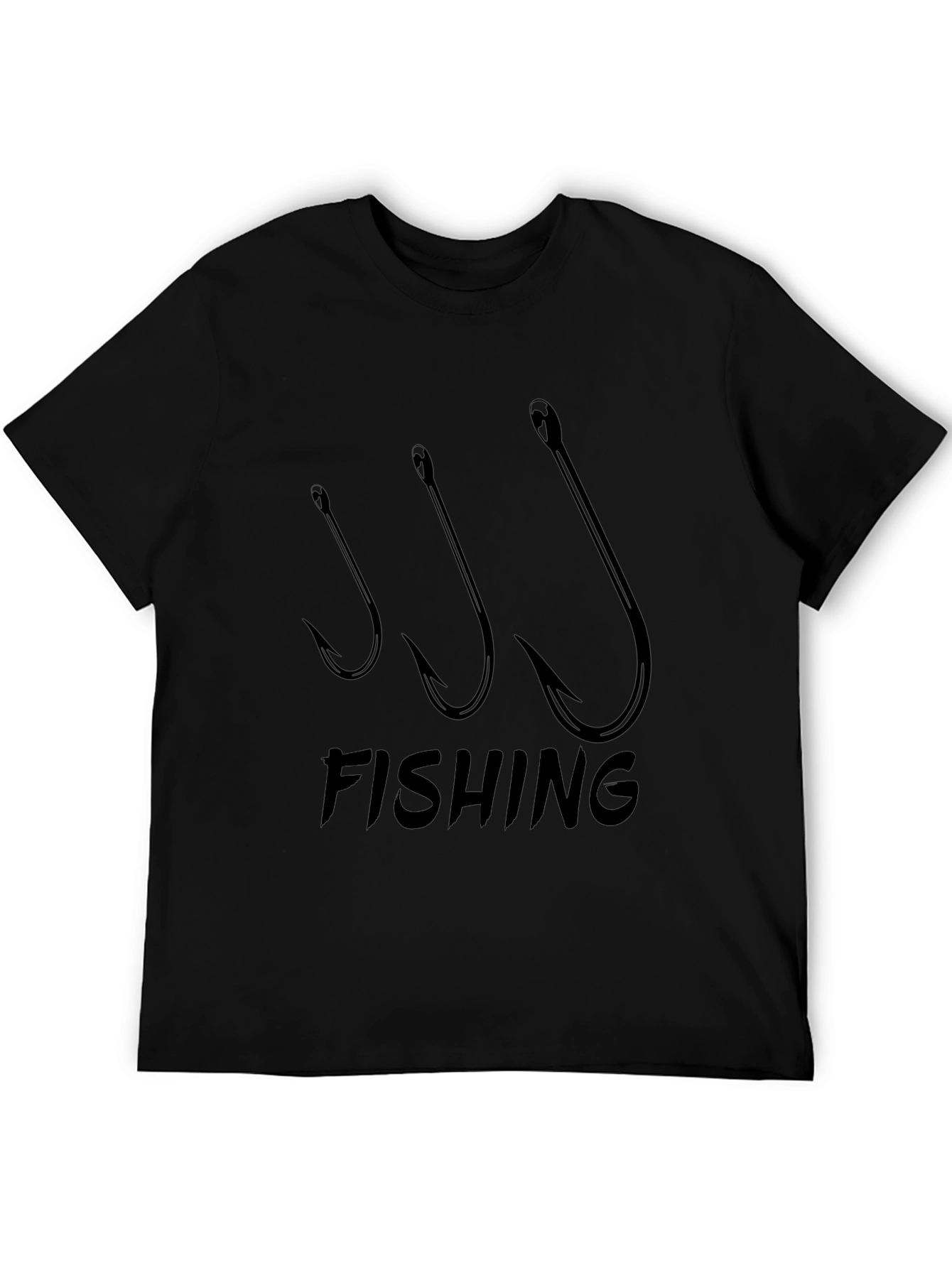 Fishing Hooks Black T-Shirt - Angler Design