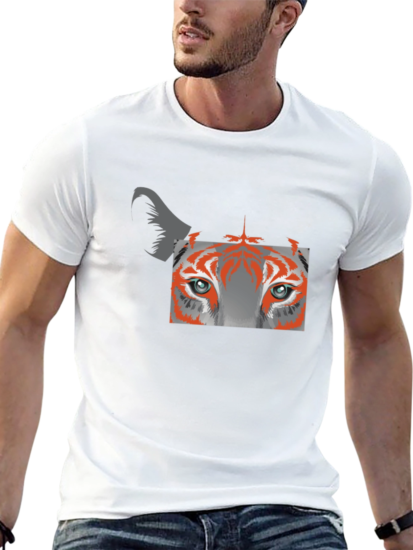 Tiger Eye Graphic Tee - Black Cotton Blend