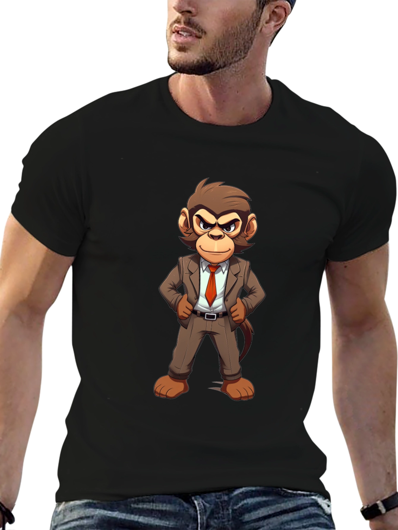 Monkey Business T-Shirt - Cartoon Ape in Suit