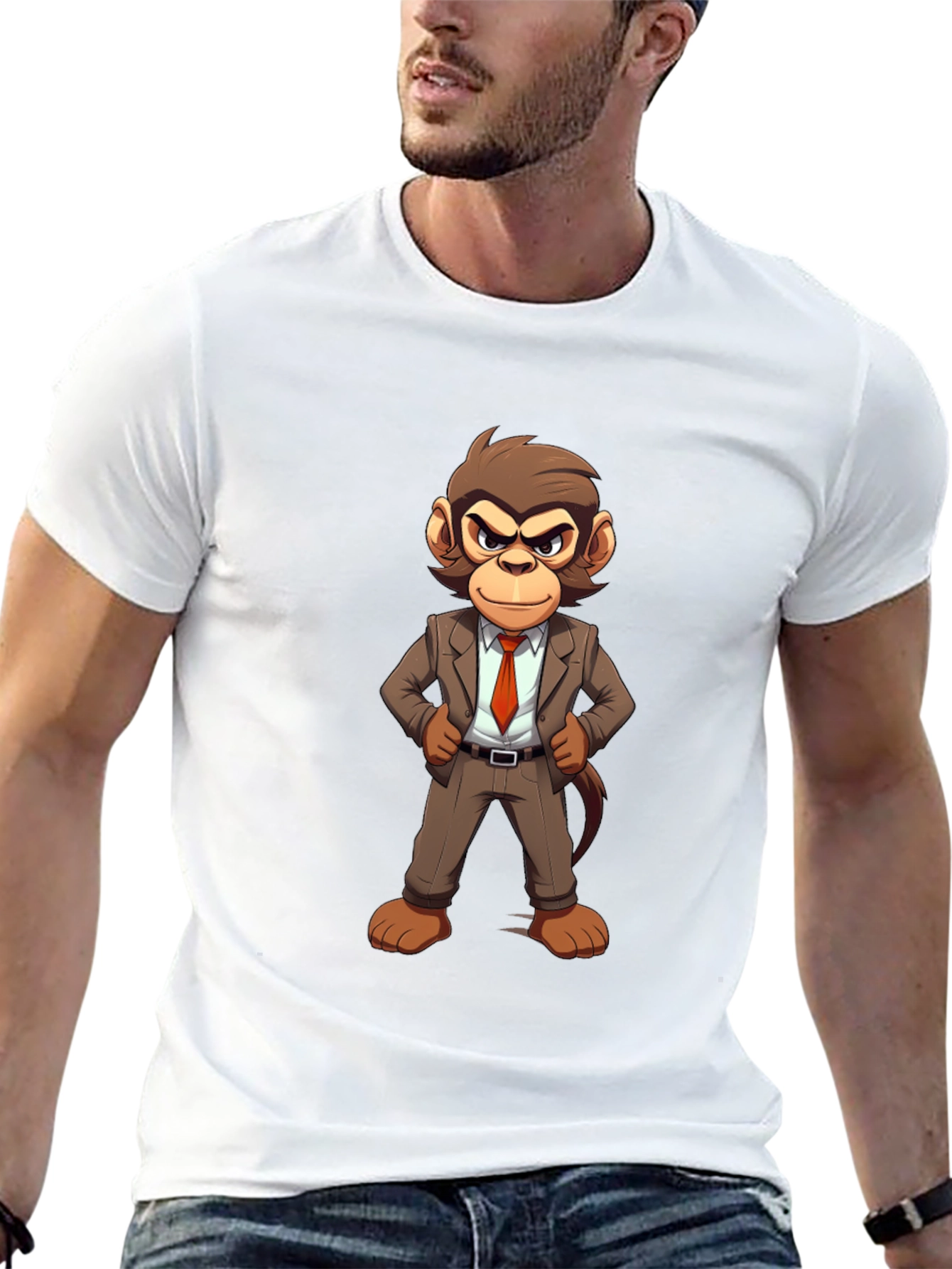 Monkey Business T-Shirt - Cartoon Ape in Suit