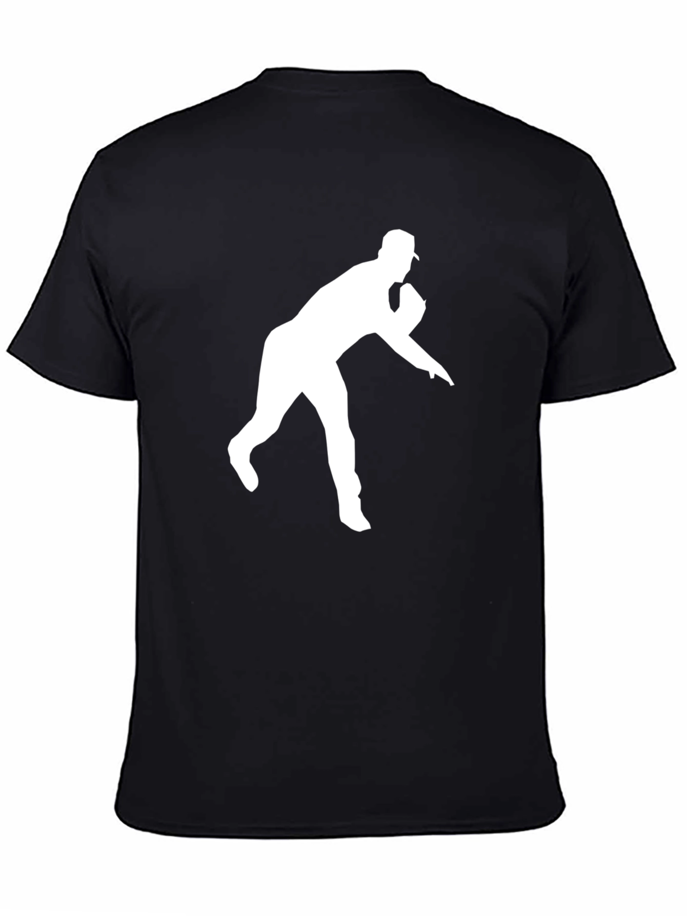 Baseball Pitcher Graphic Tee - Black Cotton Shirt