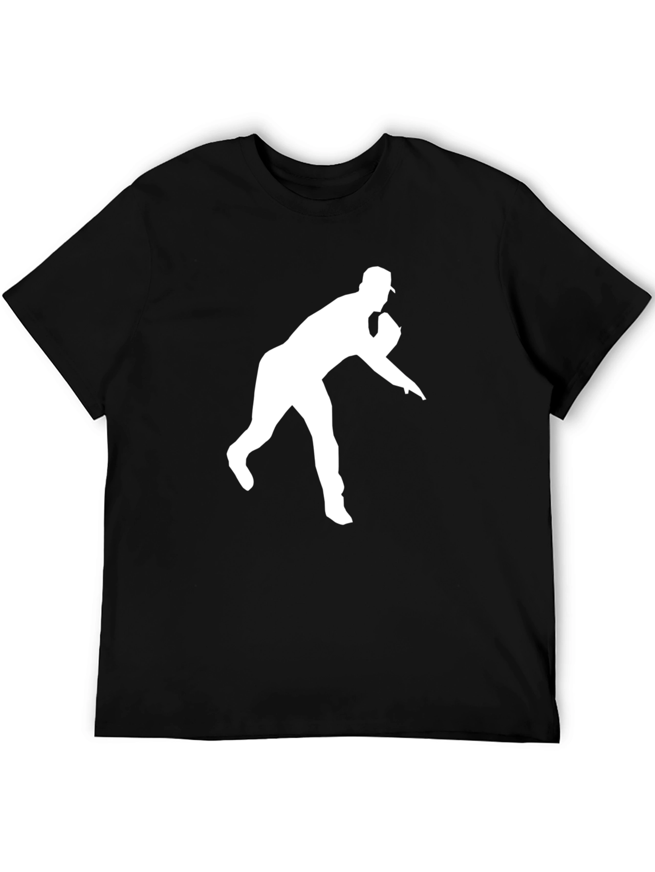 Baseball Pitcher Graphic Tee - Black Cotton Shirt