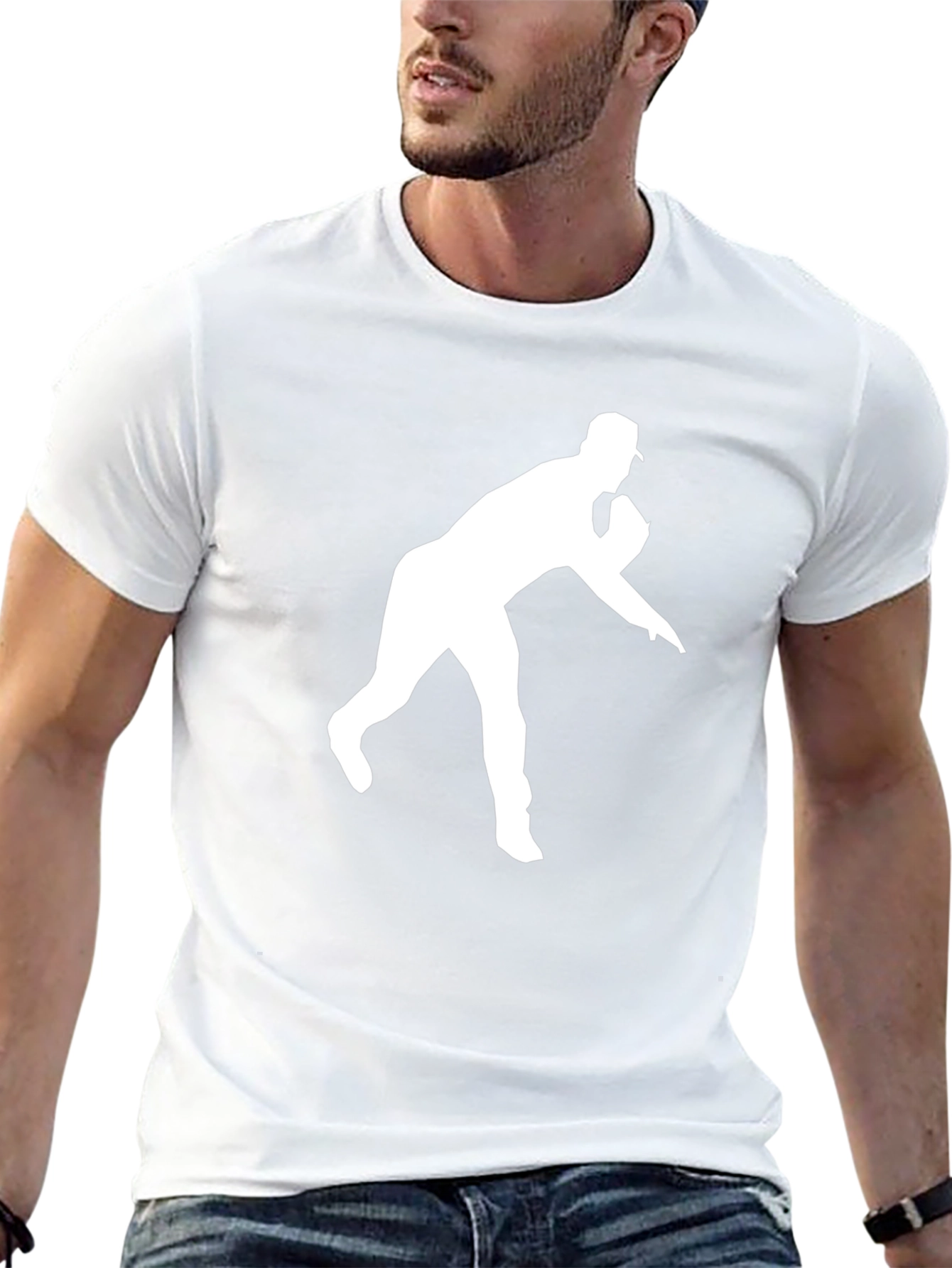 Baseball Pitcher Graphic Tee - Black Cotton Shirt