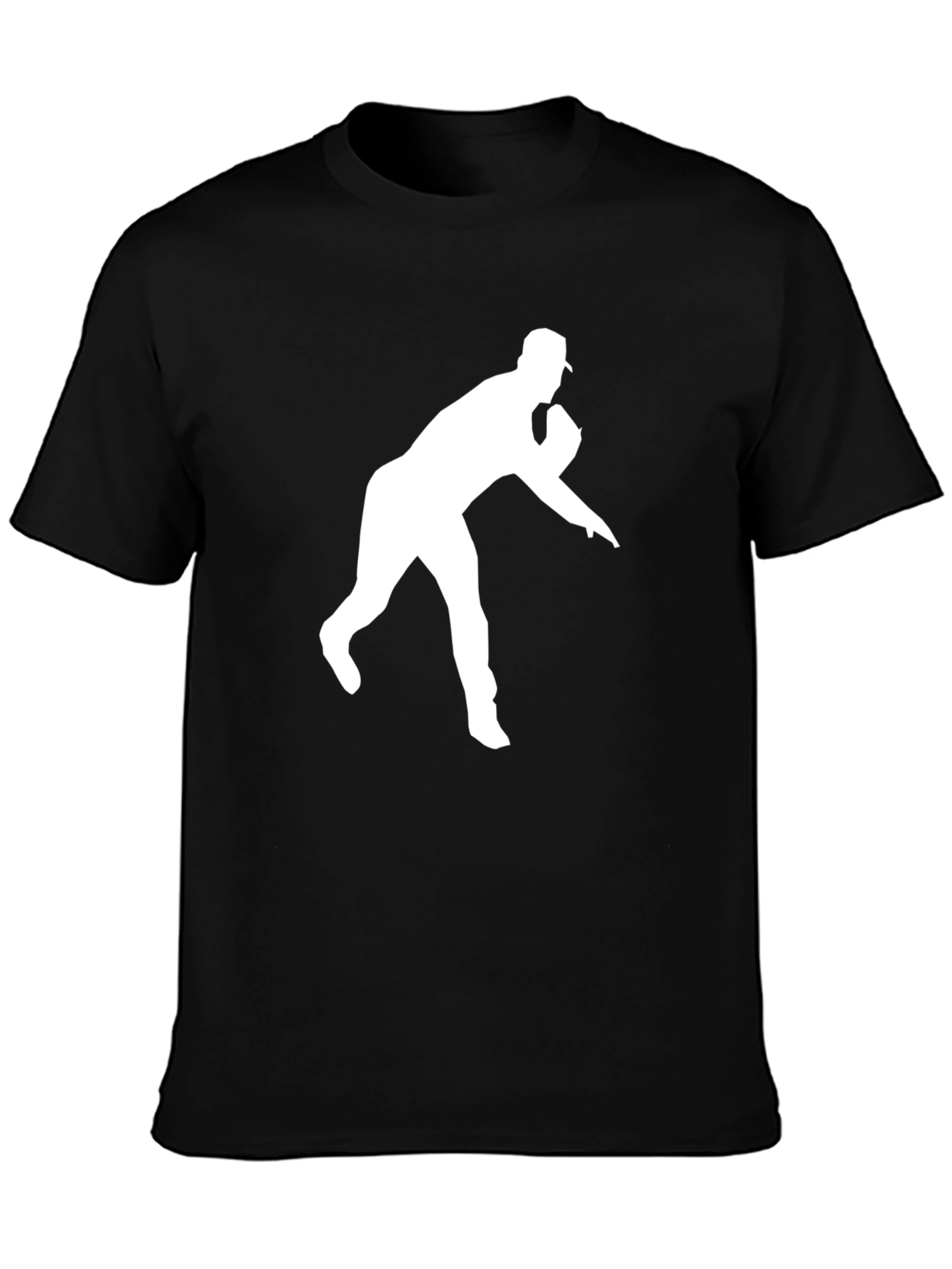 Baseball Pitcher Graphic Tee - Black Cotton Shirt