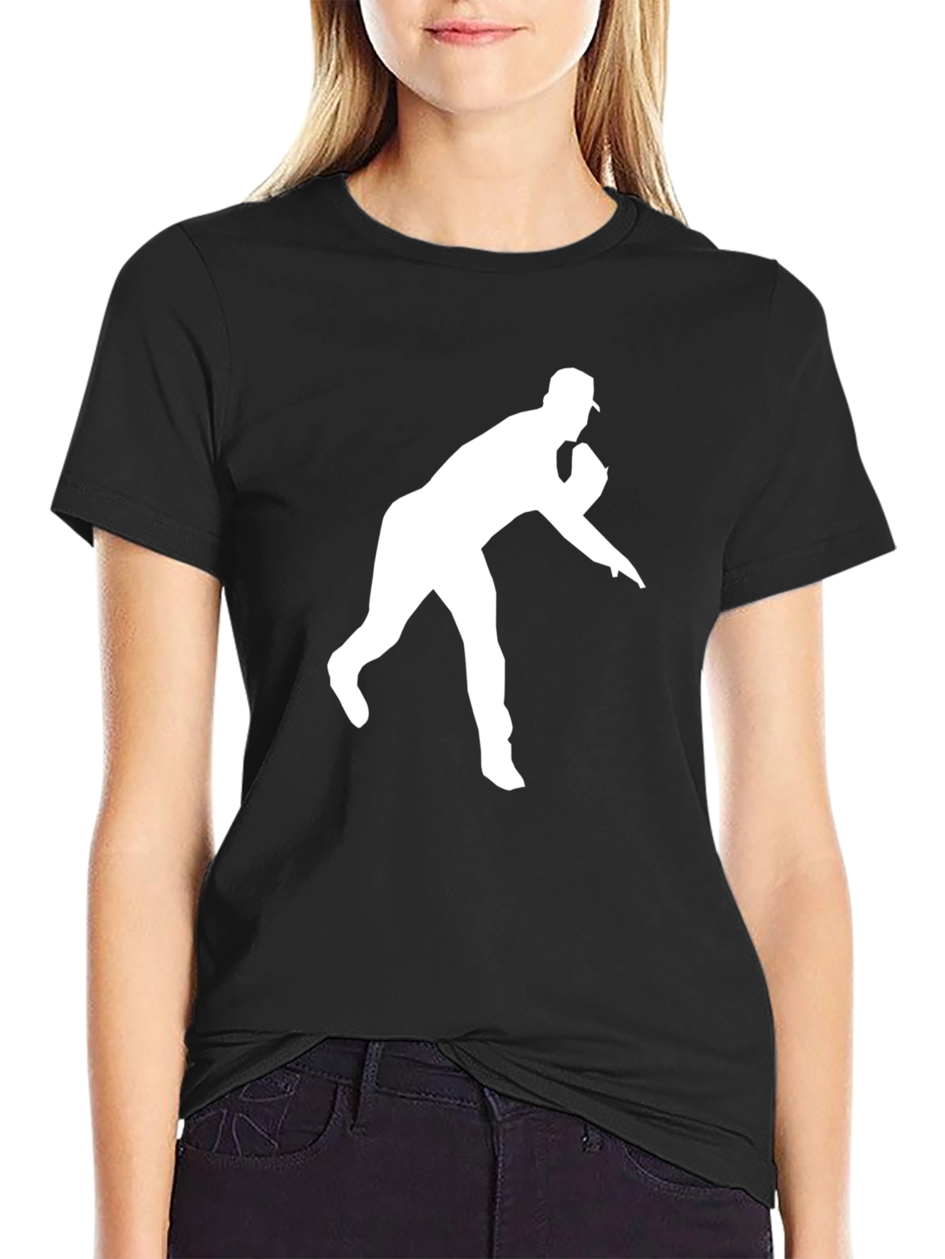 Baseball Pitcher Graphic Tee - Black Cotton Shirt