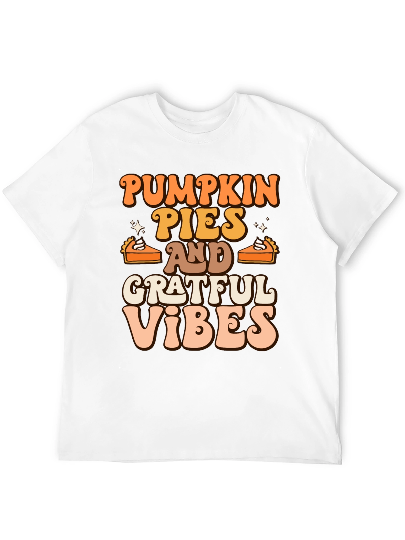Pumpkin Pies & Grateful Vibes Retro Graphic T-Shirt