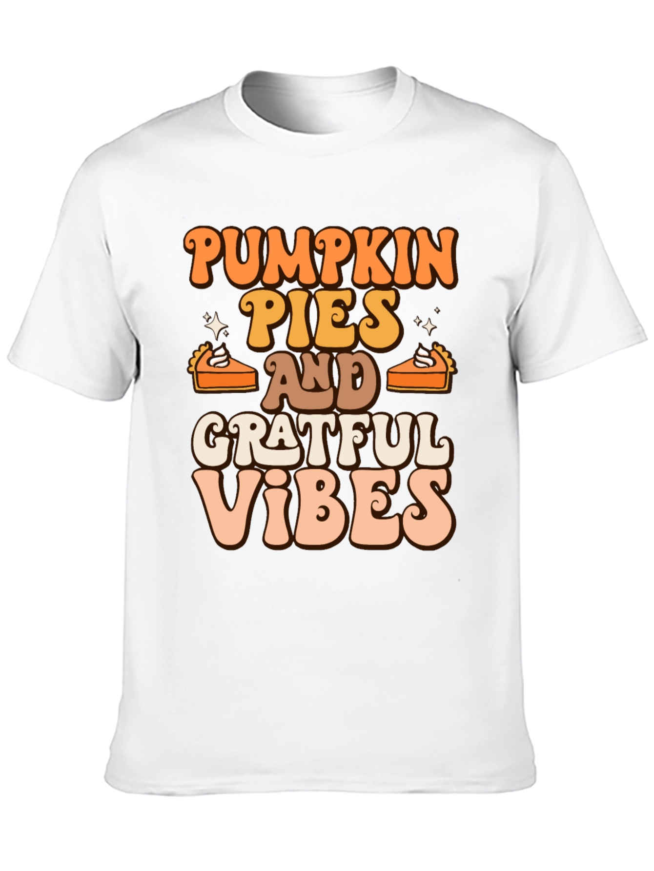 Pumpkin Pies & Grateful Vibes Retro Graphic T-Shirt