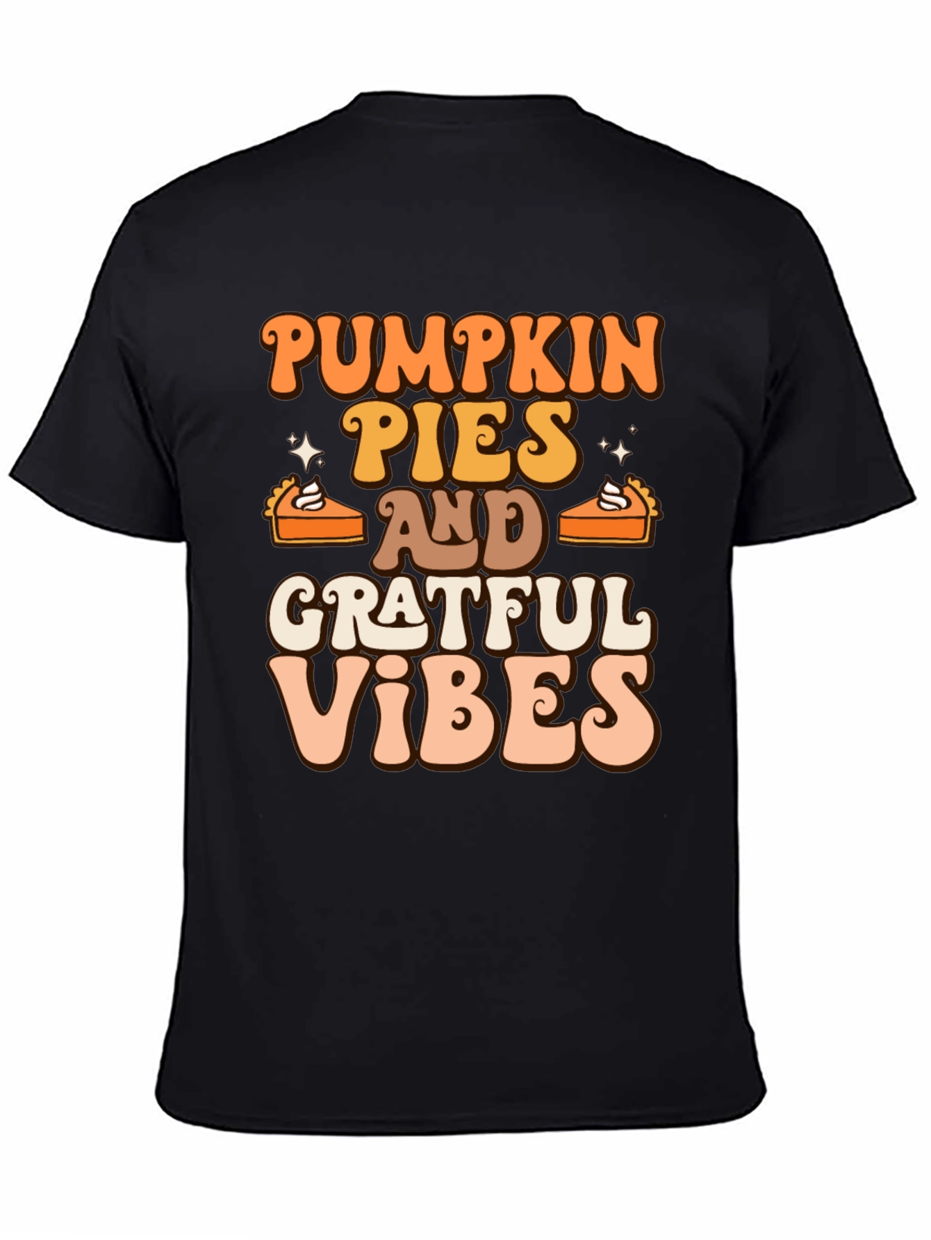 Pumpkin Pies & Grateful Vibes Retro Graphic T-Shirt