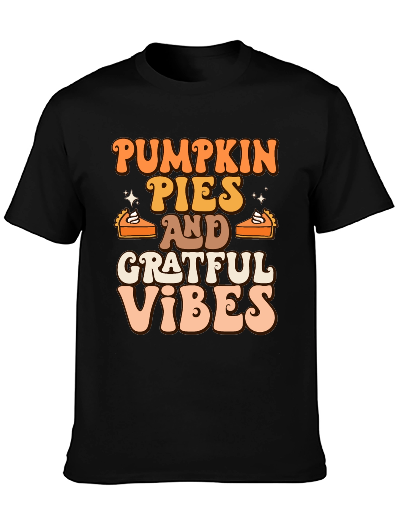 Pumpkin Pies & Grateful Vibes Retro Graphic T-Shirt
