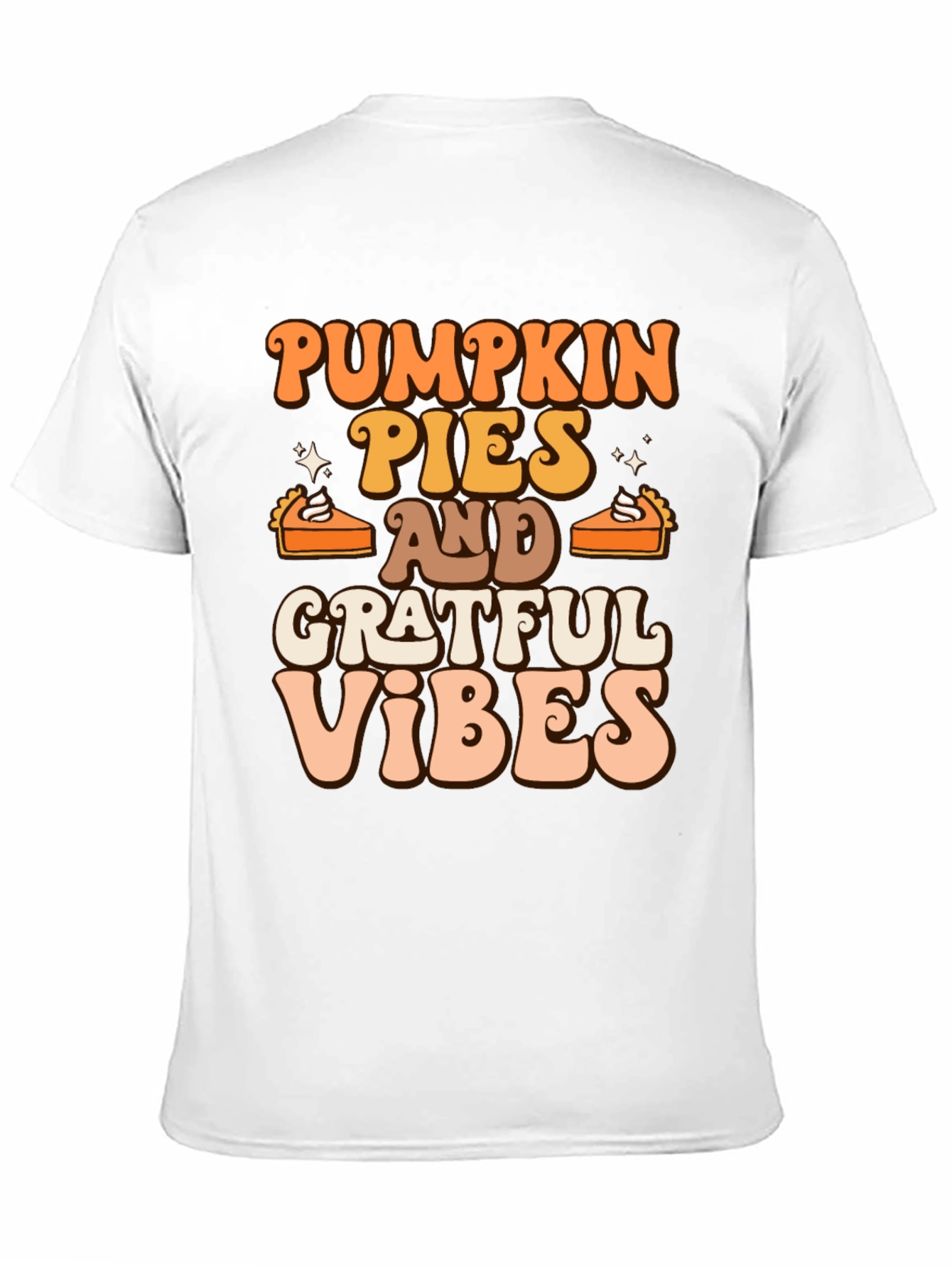 Pumpkin Pies & Grateful Vibes Retro Graphic T-Shirt