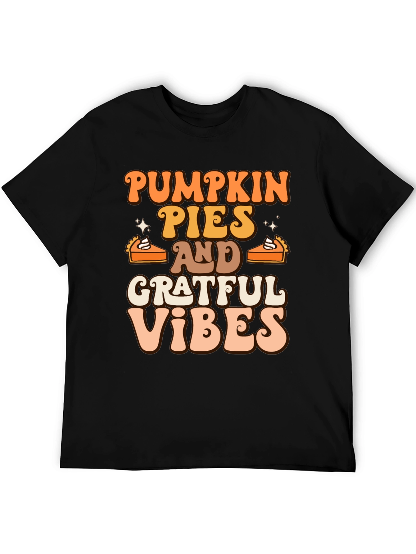 Pumpkin Pies & Grateful Vibes Retro Graphic T-Shirt