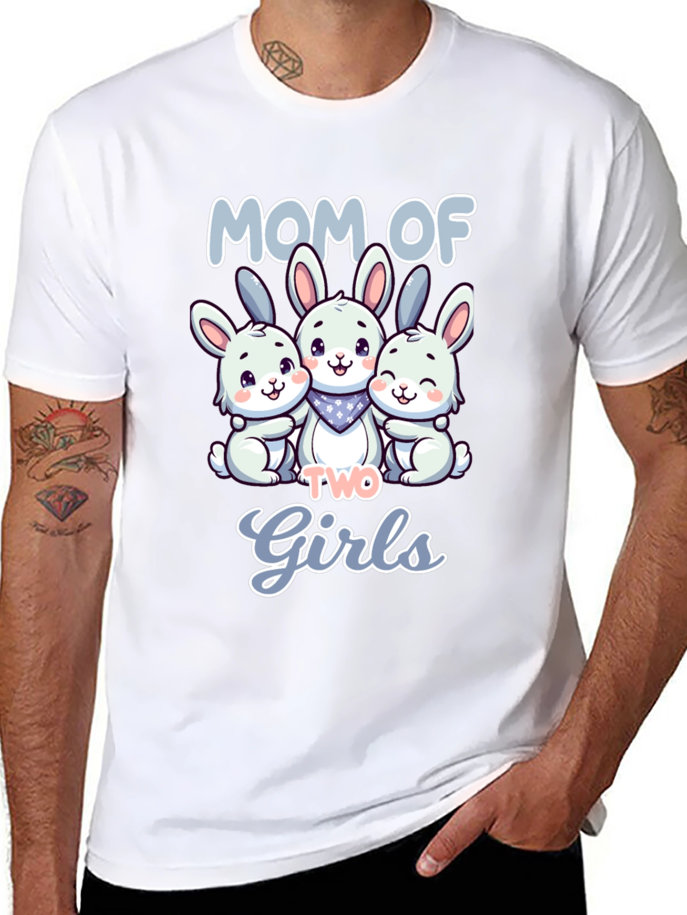 Mom of Two Girls Bunny T-Shirt