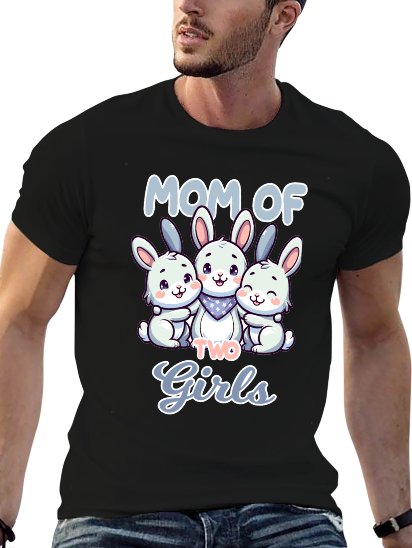 Mom of Two Girls Bunny T-Shirt