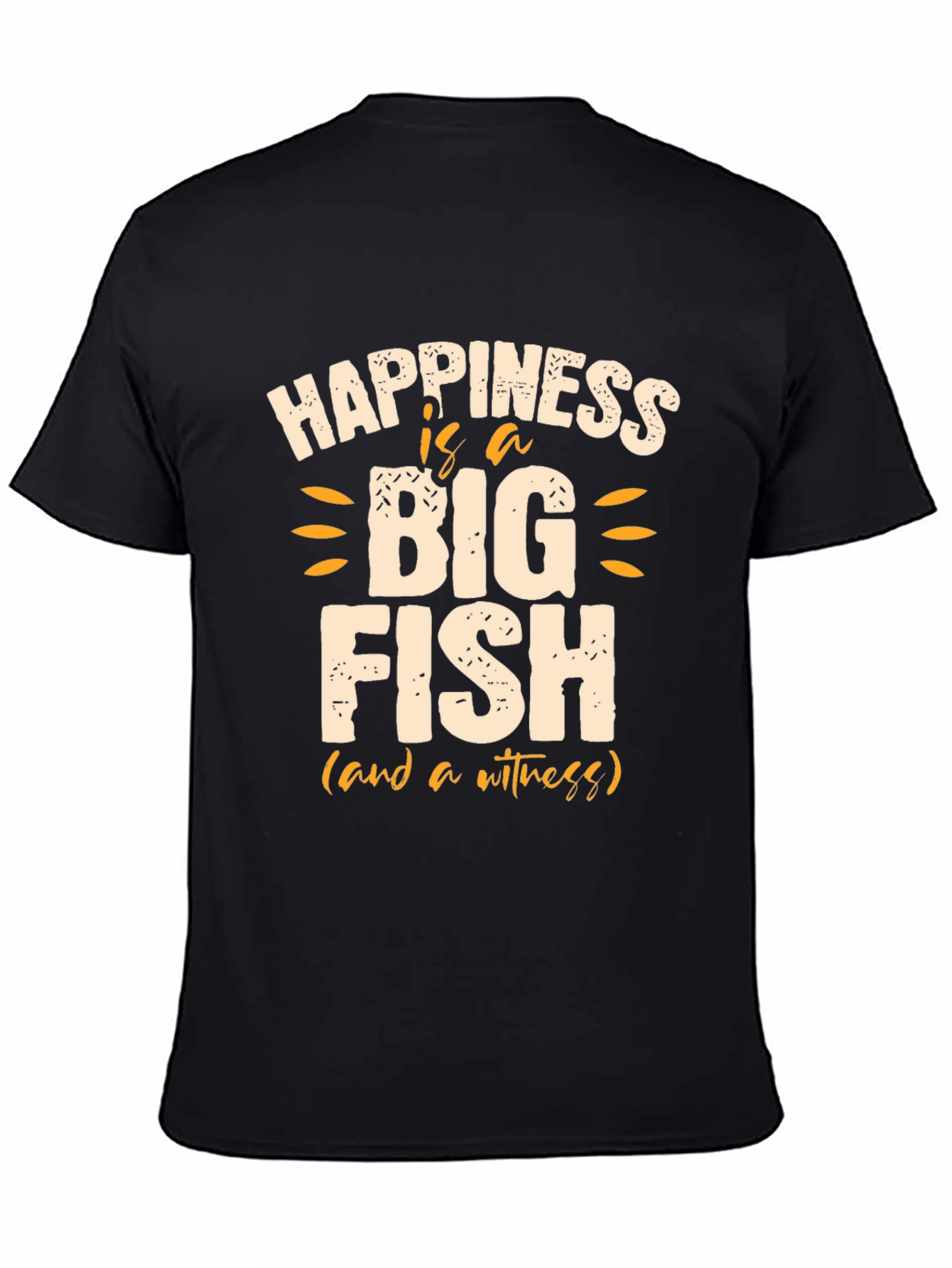 Happiness Is a Big Fish Mens Black T-Shirt