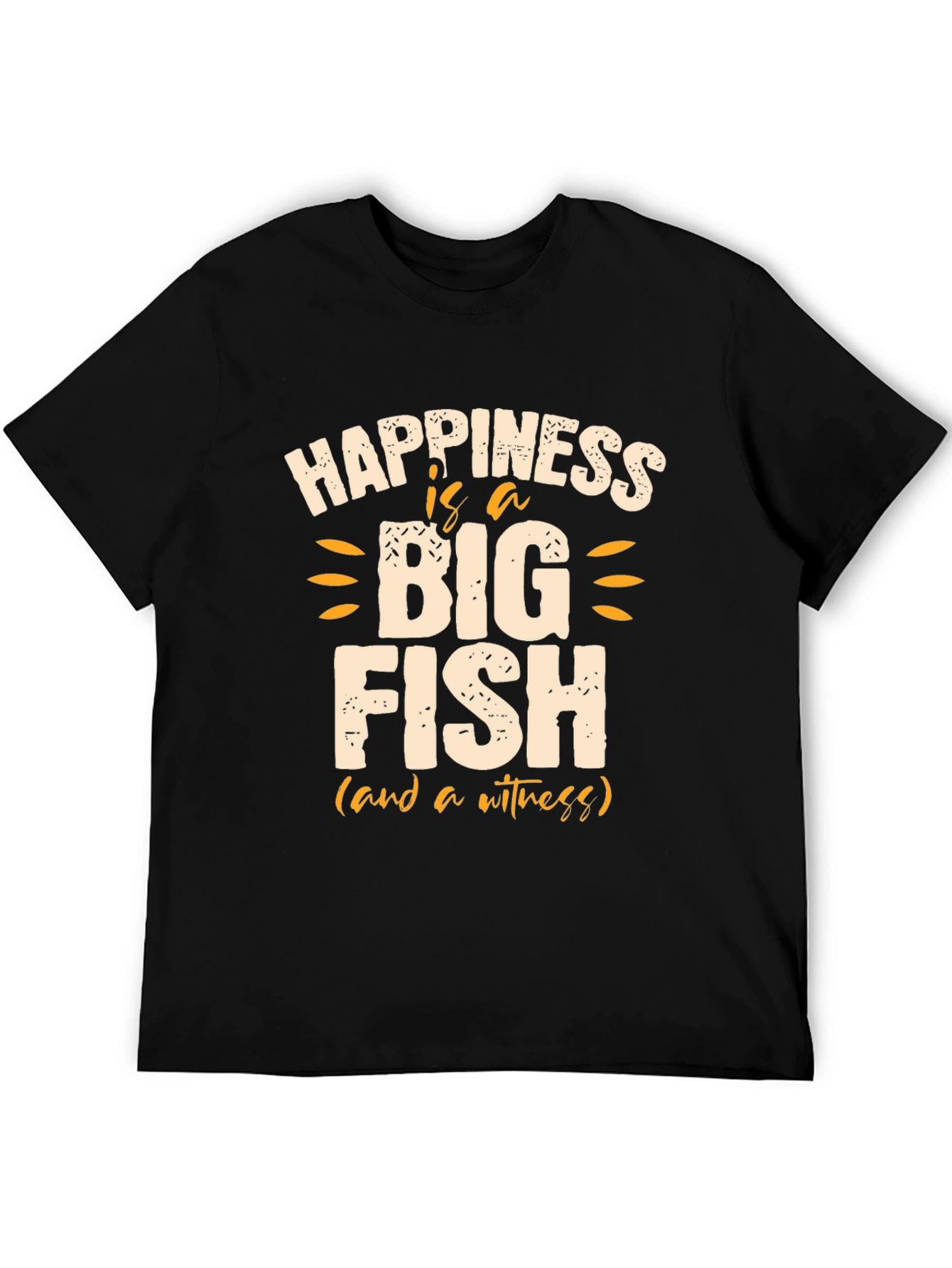 Happiness Is a Big Fish Mens Black T-Shirt